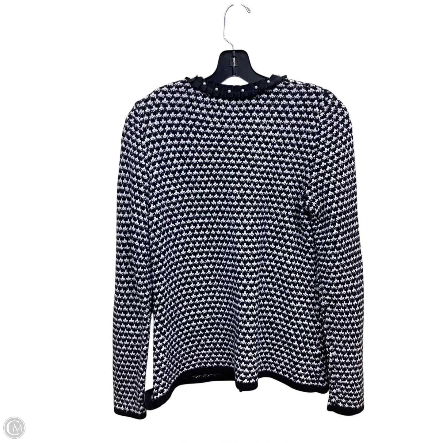 Sweater Cardigan By Jm Collections In Black & White, Size: S