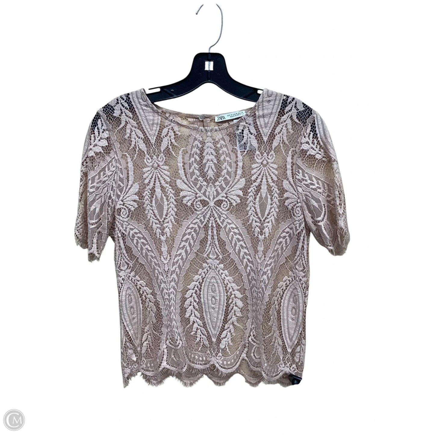 Top Short Sleeve By Zara In Tan, Size: M
