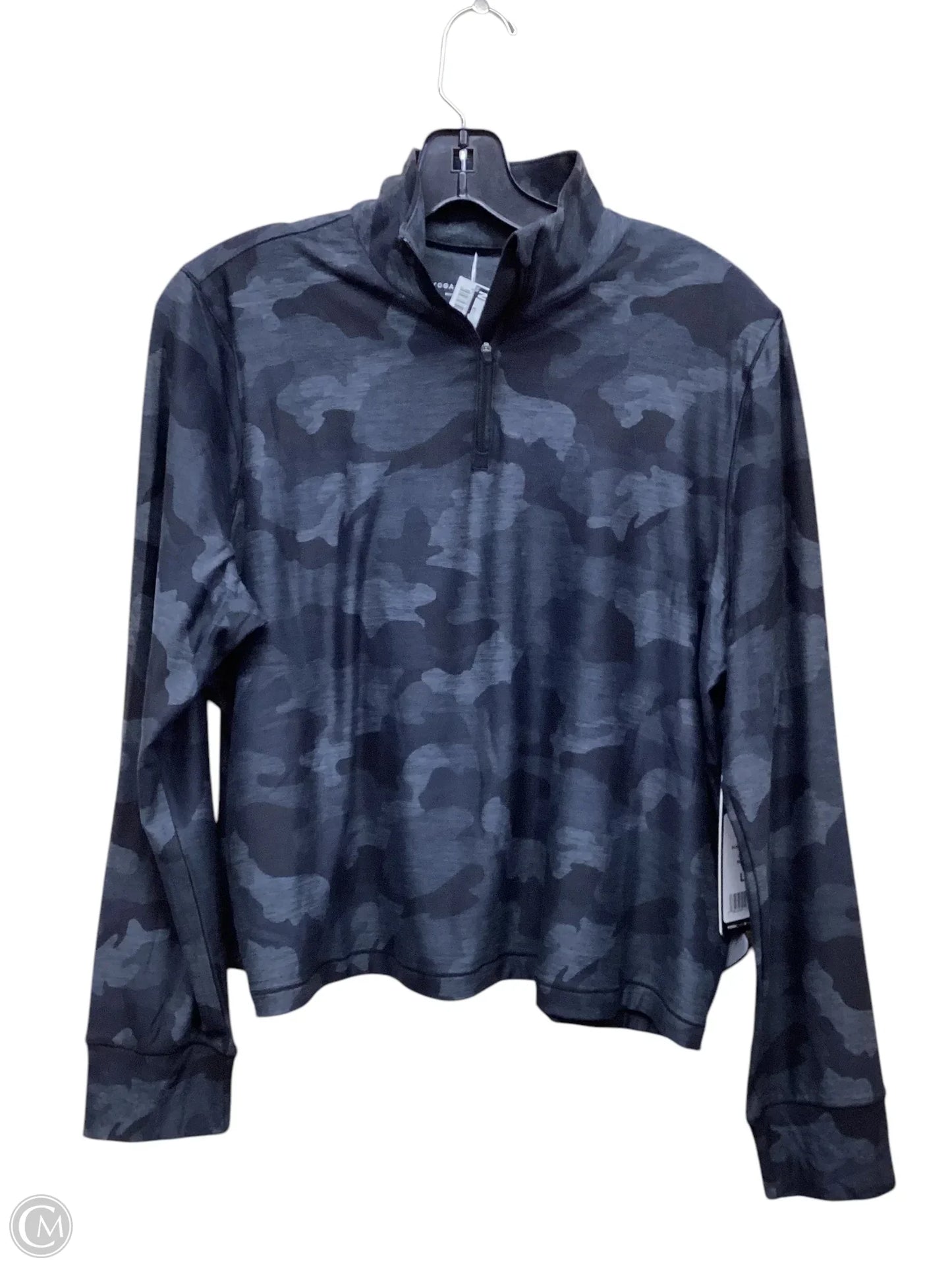 Athletic Top Long Sleeve Collar By Yogalicious In Camouflage Print, Size: L