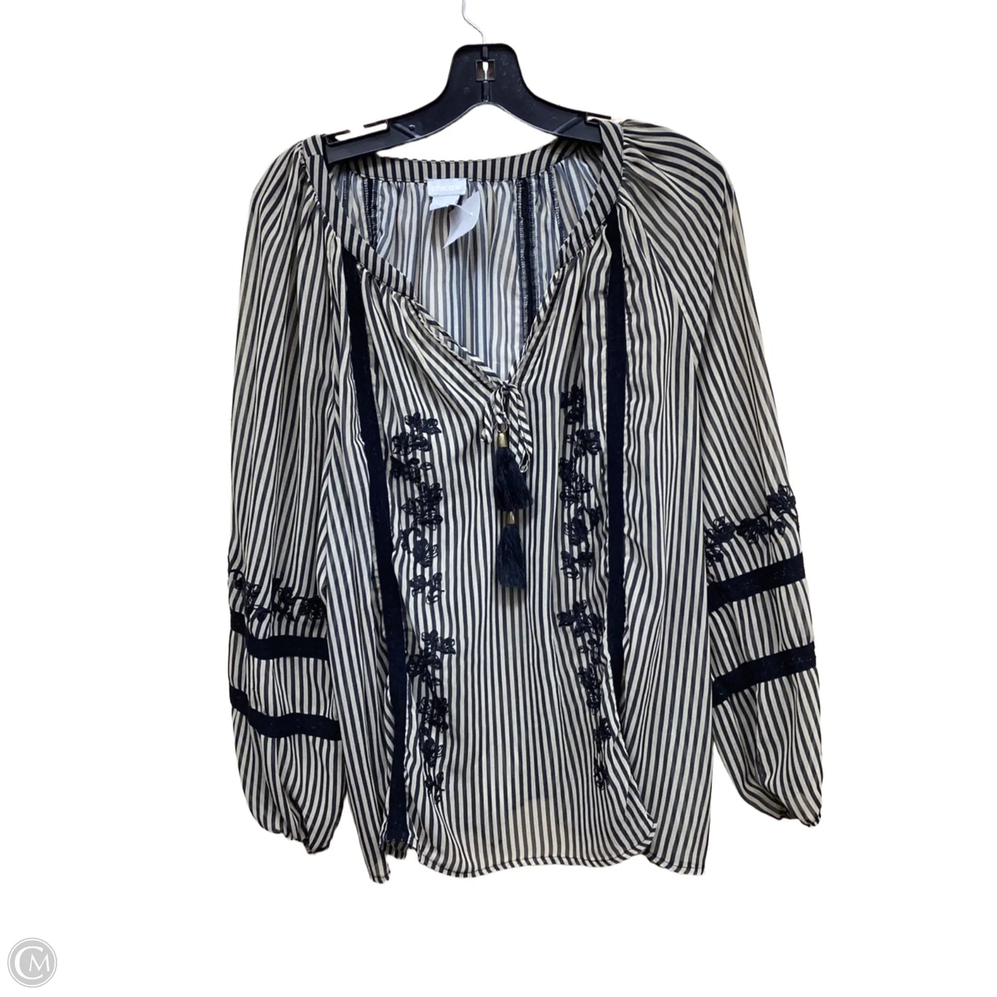 Top Long Sleeve By Chicos In Striped Pattern, Size: Xl
