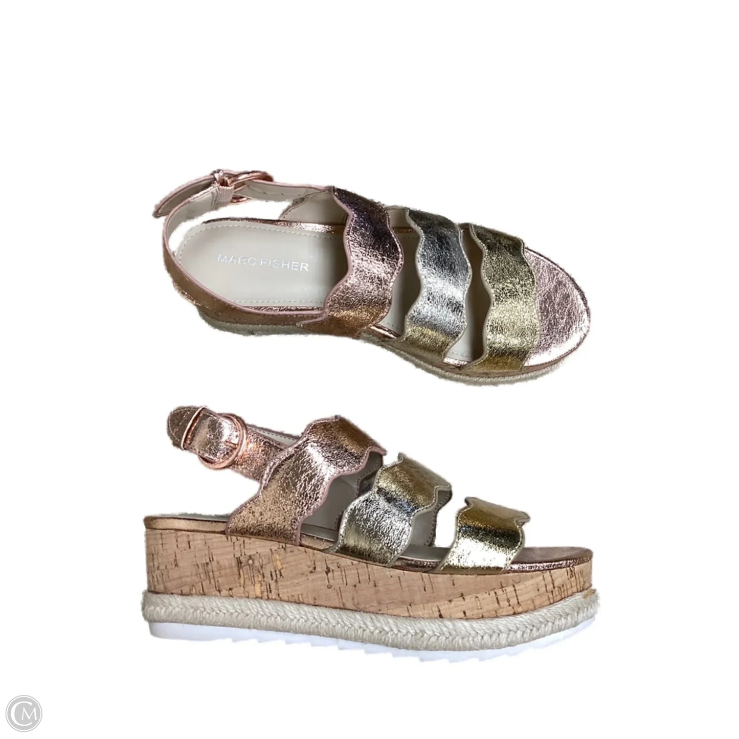 Shoes Heels Wedge By Marc Fisher In Gold, Size: 7