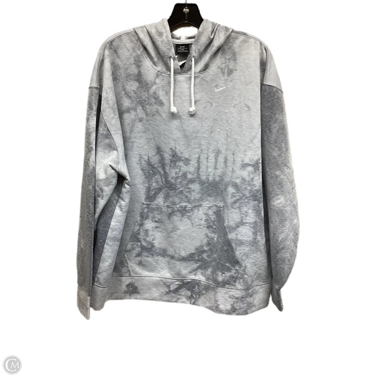 Athletic Sweatshirt Hoodie By Nike In Grey, Size: 1x