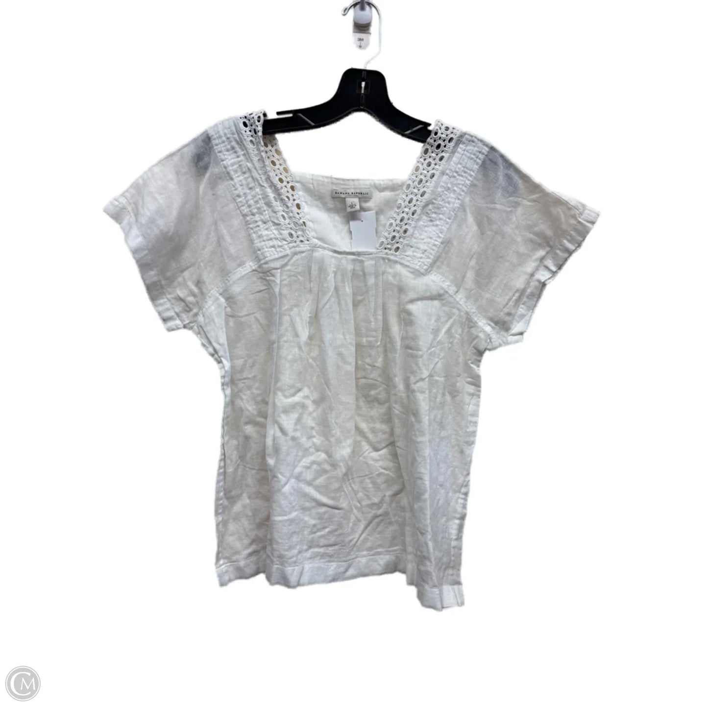 Top Short Sleeve By Banana Republic In White, Size: L