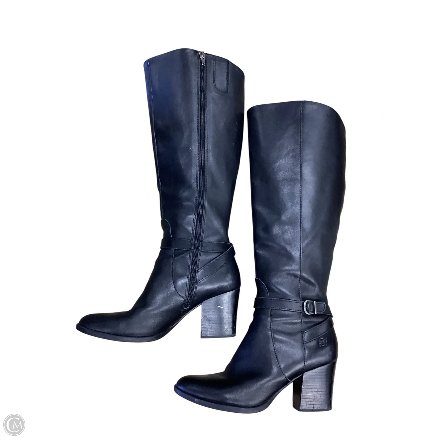 Boots Knee Heels By Born In Black, Size: 7