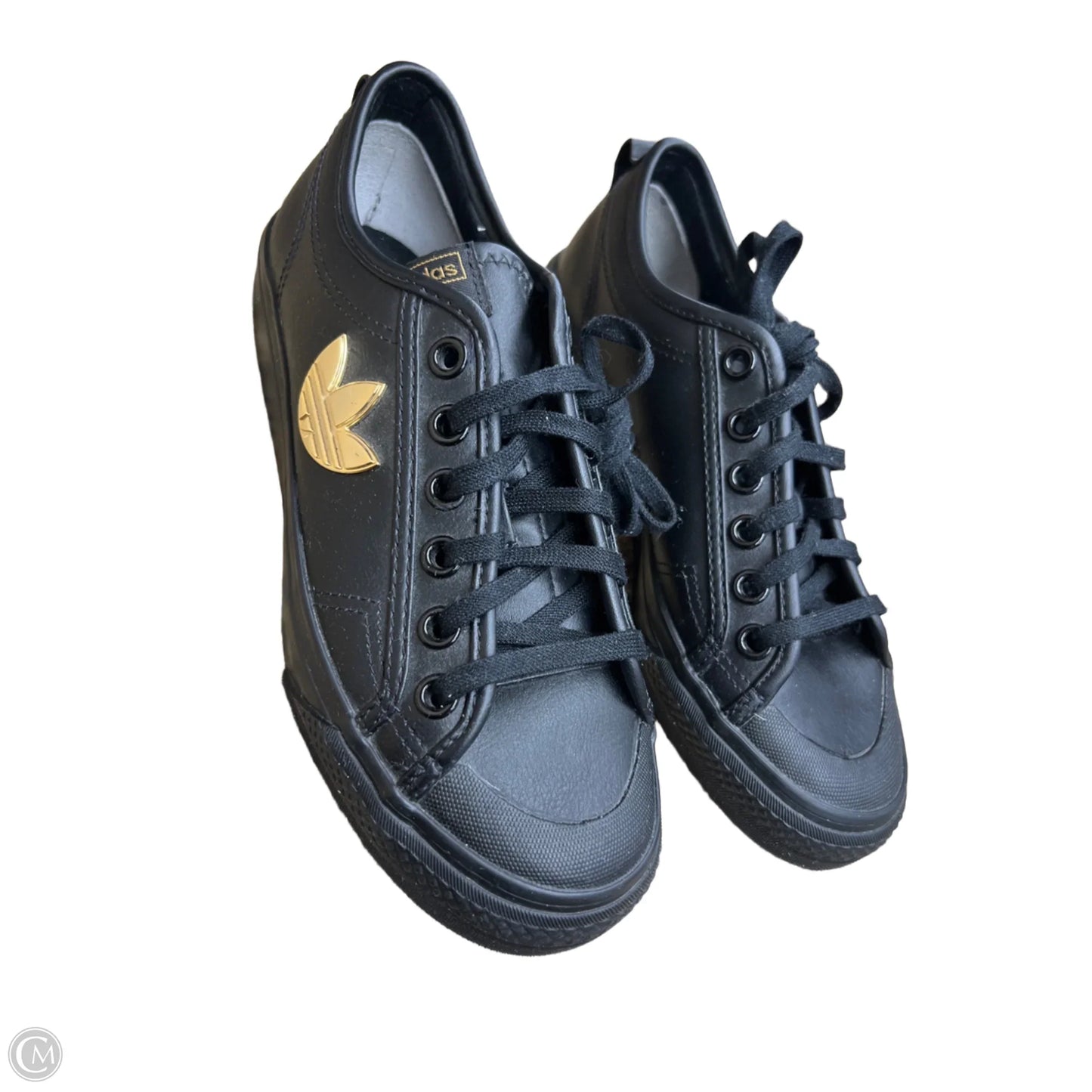 Shoes Sneakers By Adidas In Black & Gold, Size: 6.5