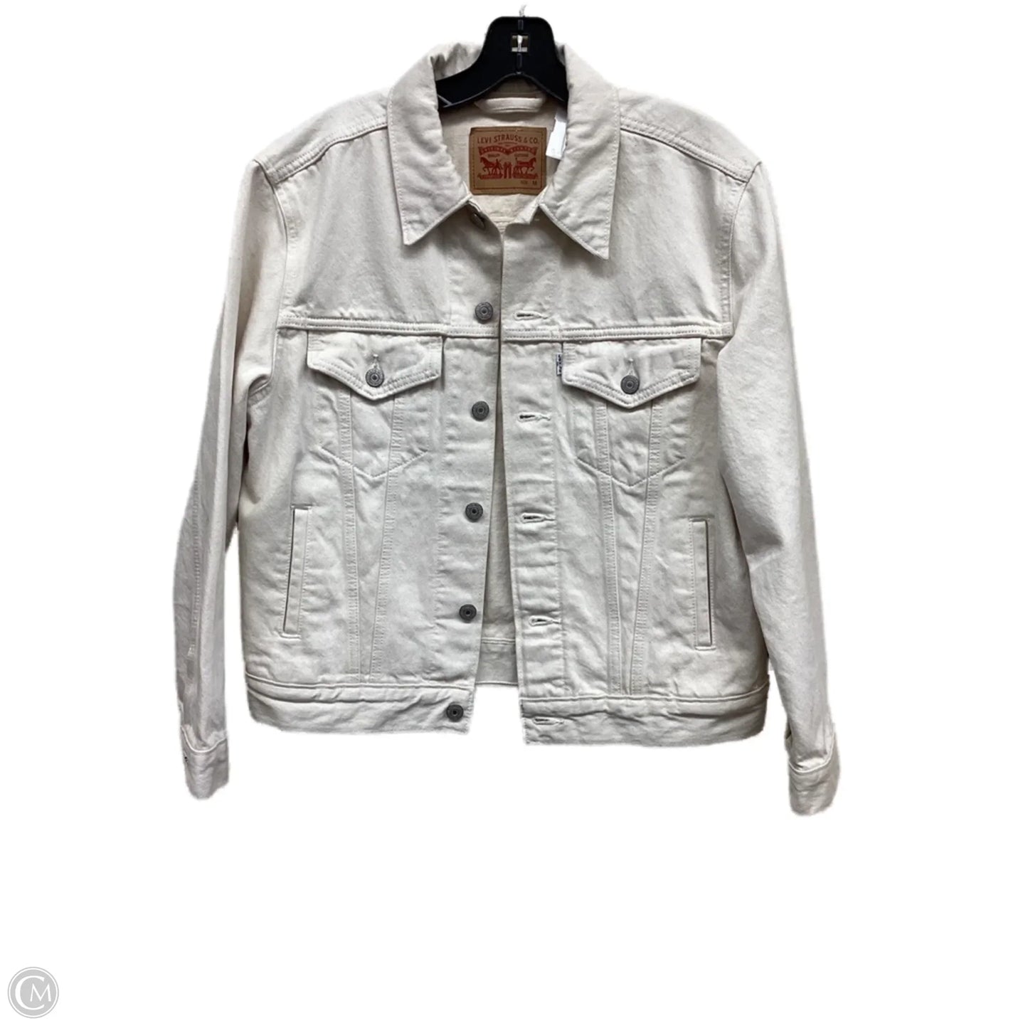 Jacket Denim By Levis In White Denim, Size: M