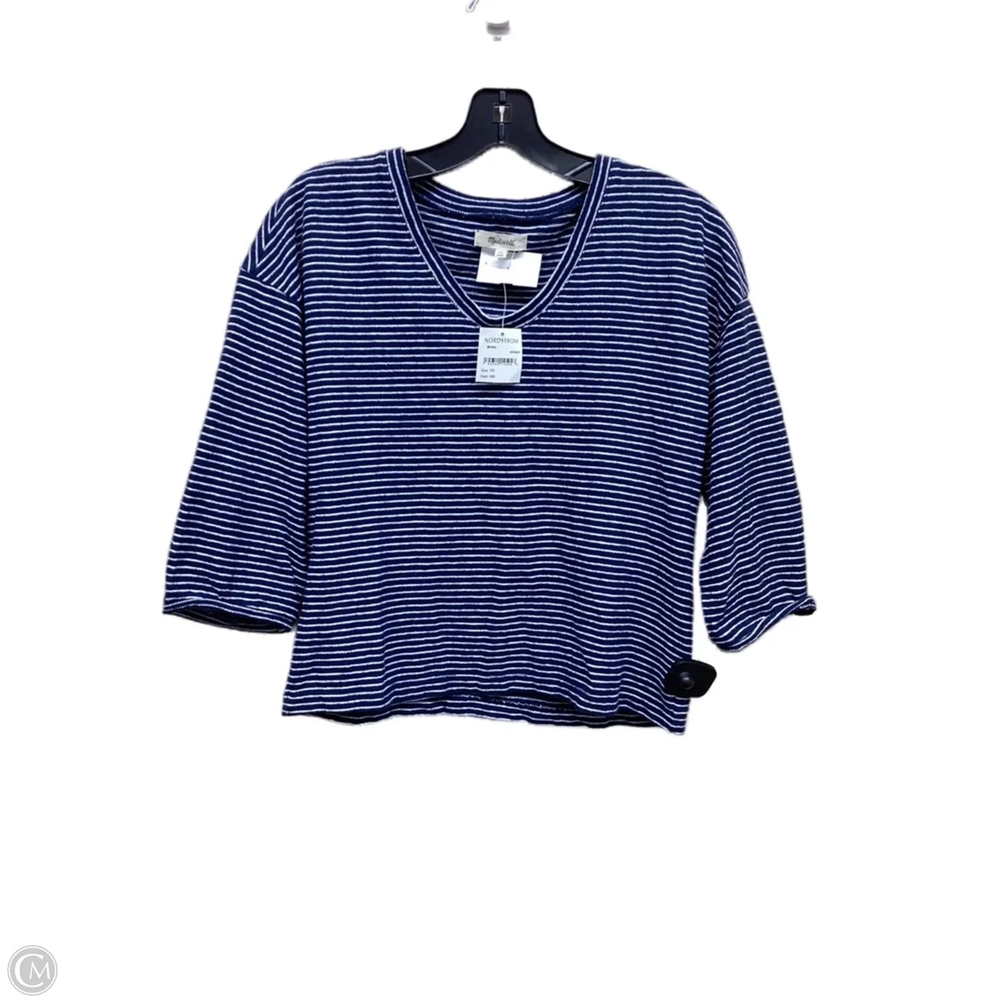 Top 3/4 Sleeve By Madewell In Striped Pattern, Size: Xs