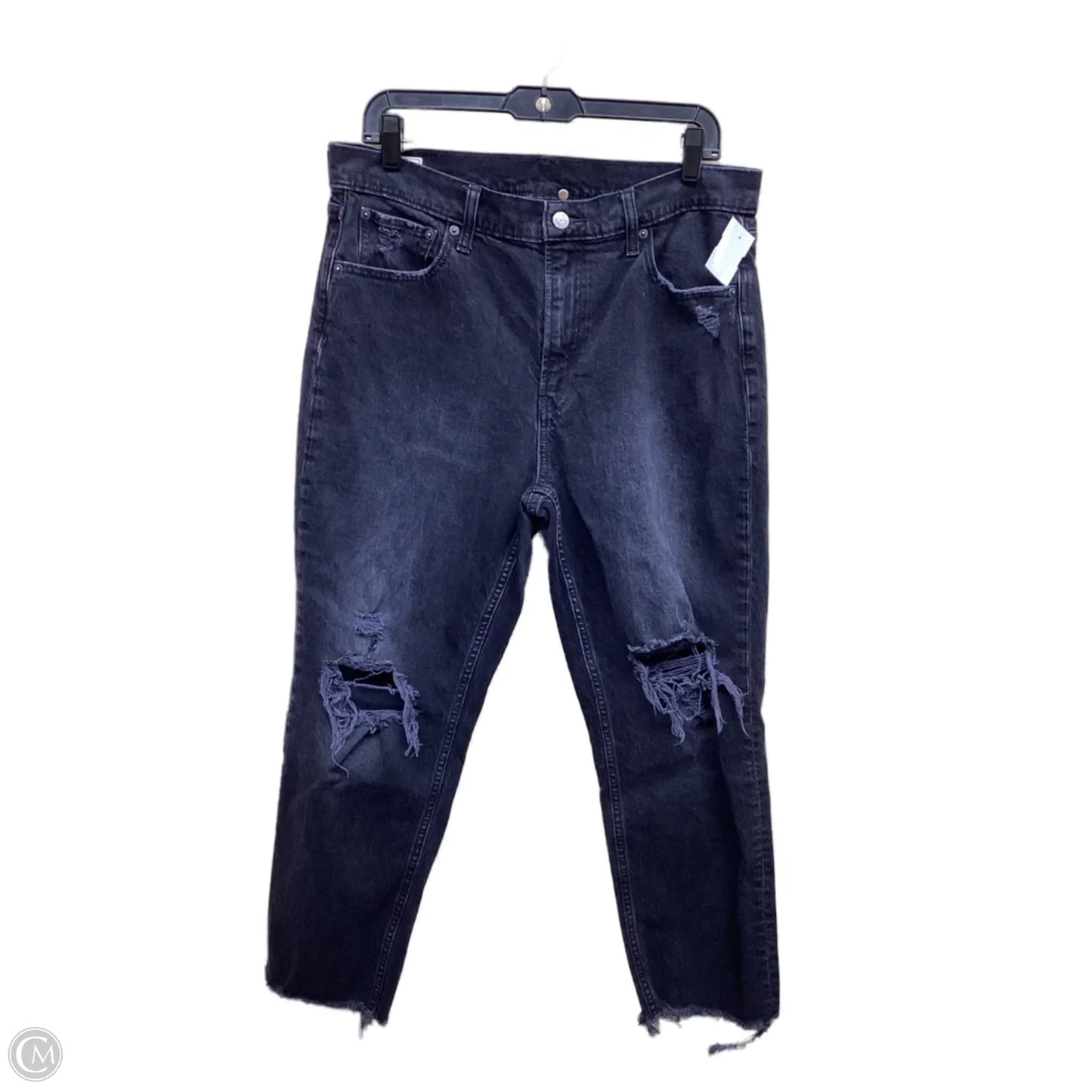 Jeans Straight By Gap In Black Denim, Size: 14