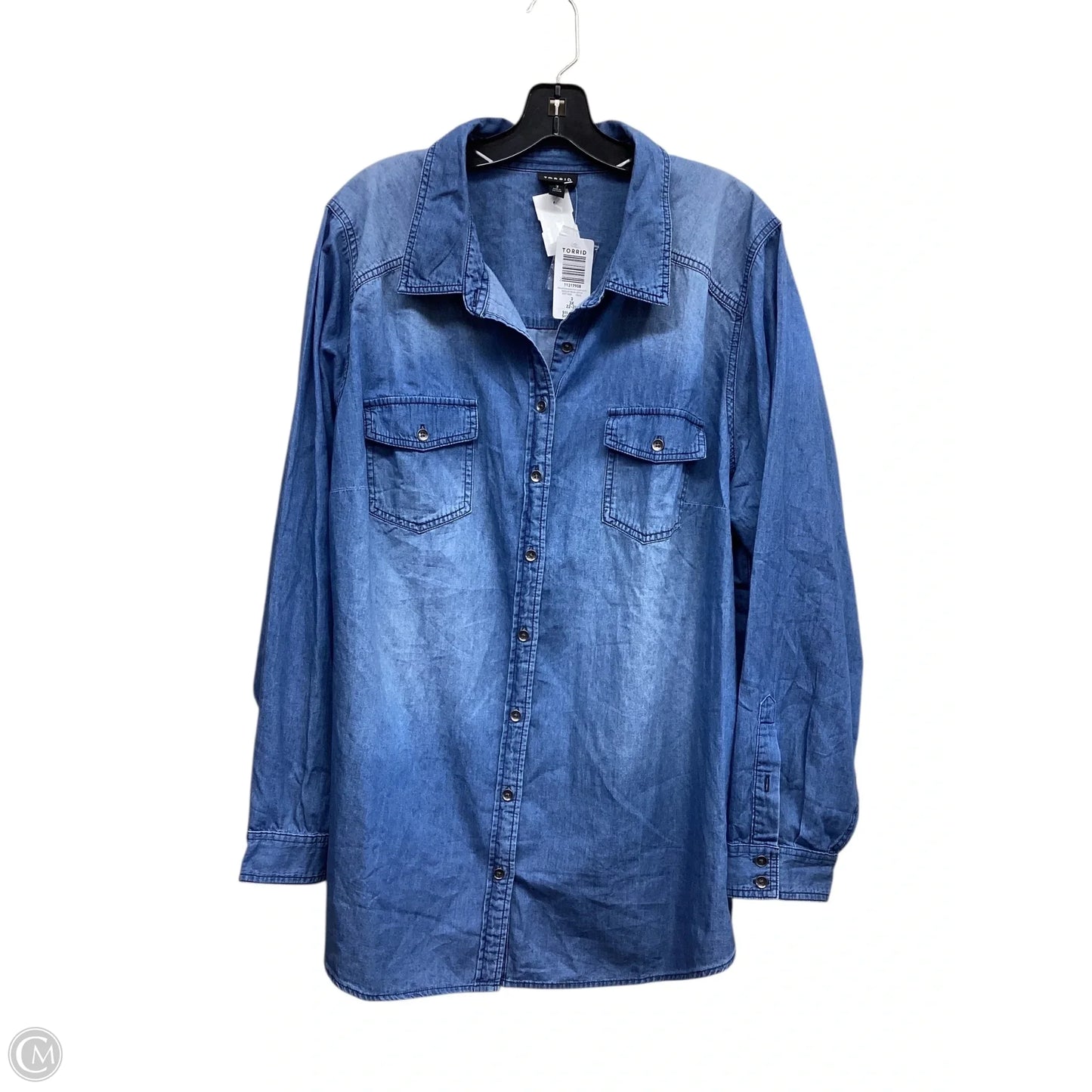 Top Long Sleeve By Torrid In Blue Denim, Size: 3x