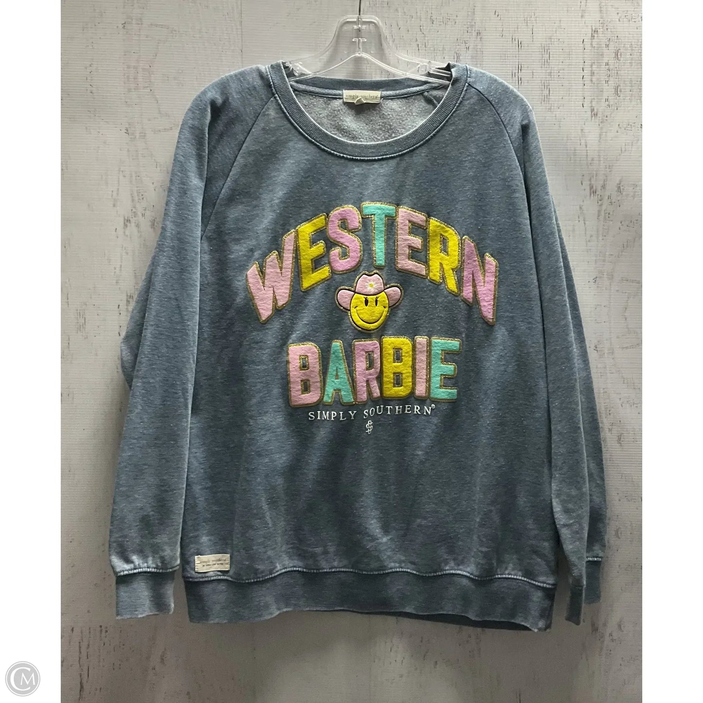 Sweatshirt Crewneck By Simply Southern In Blue, Size: M