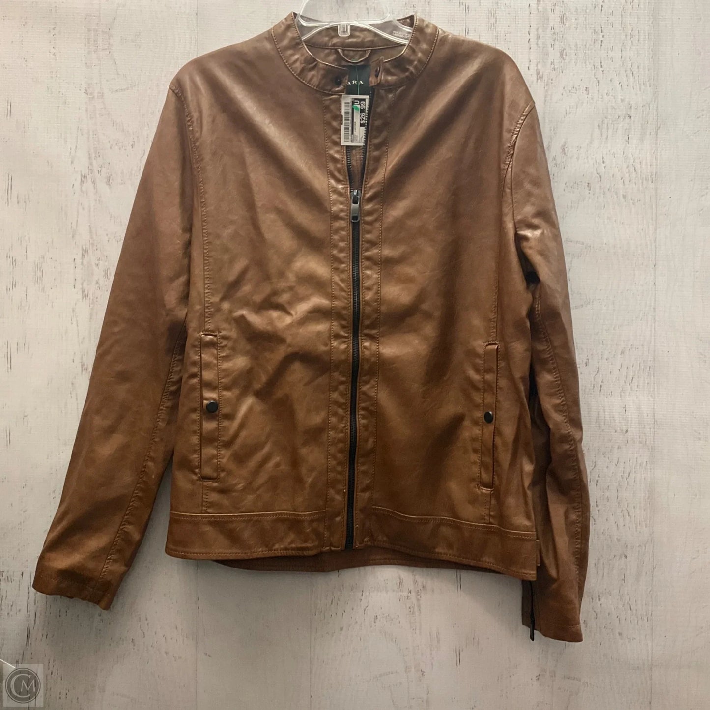 Jacket Leather By Zara In Brown, Size: L