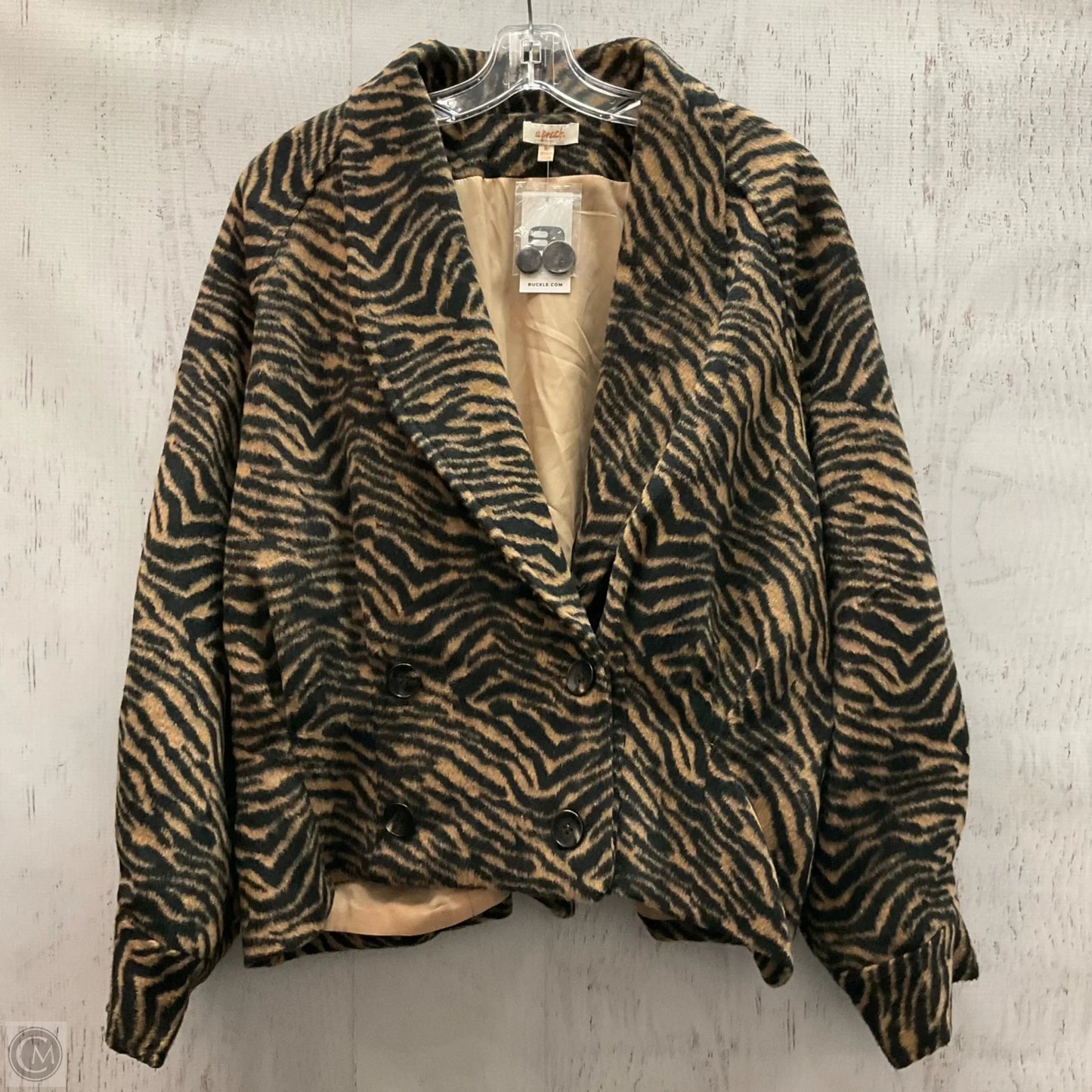 Jacket Faux Fur & Sherpa By Clothes Mentor In Animal Print, Size: M