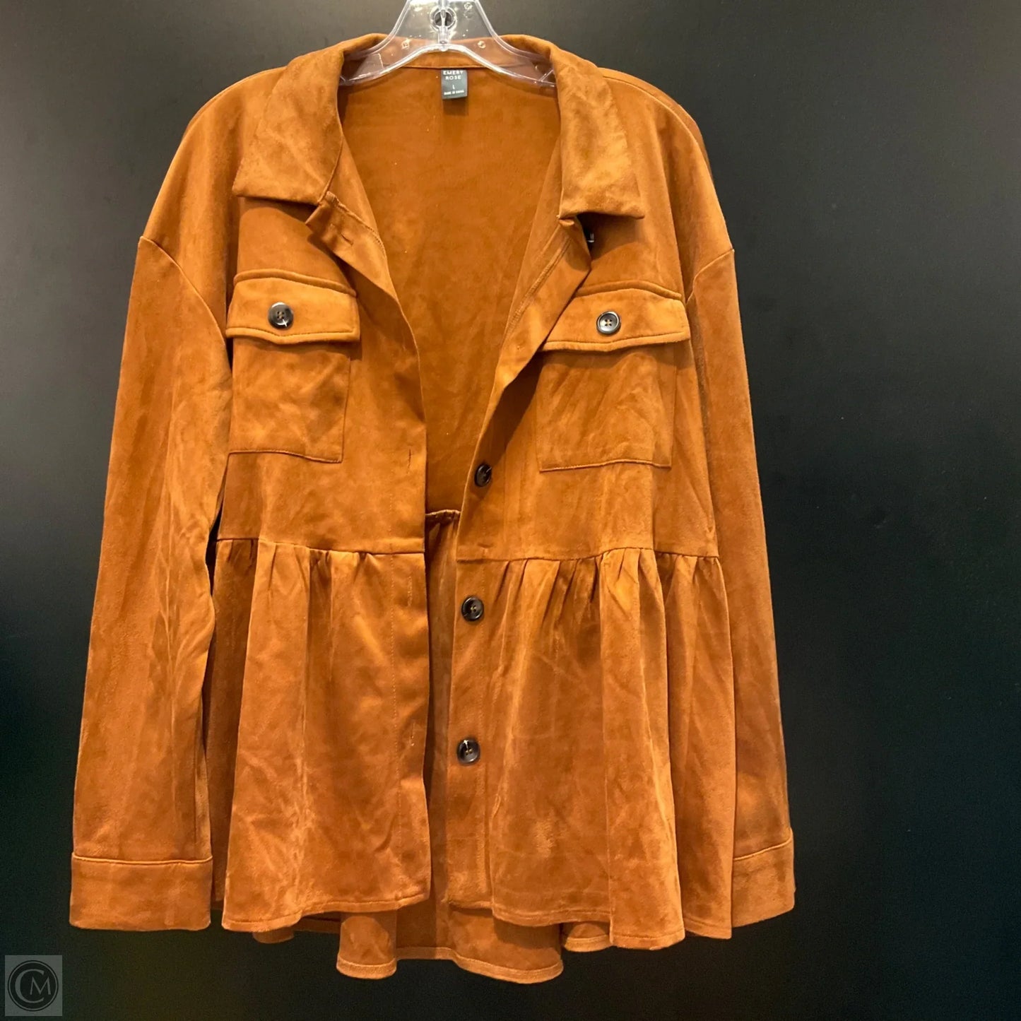 Jacket Shirt By Clothes Mentor In Brown, Size: L