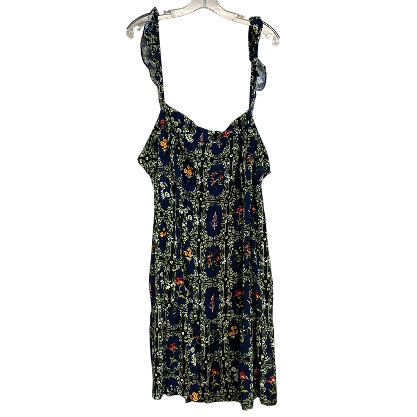 Dress Casual Short By Agua Bendita In Blue & Green, Size:2X