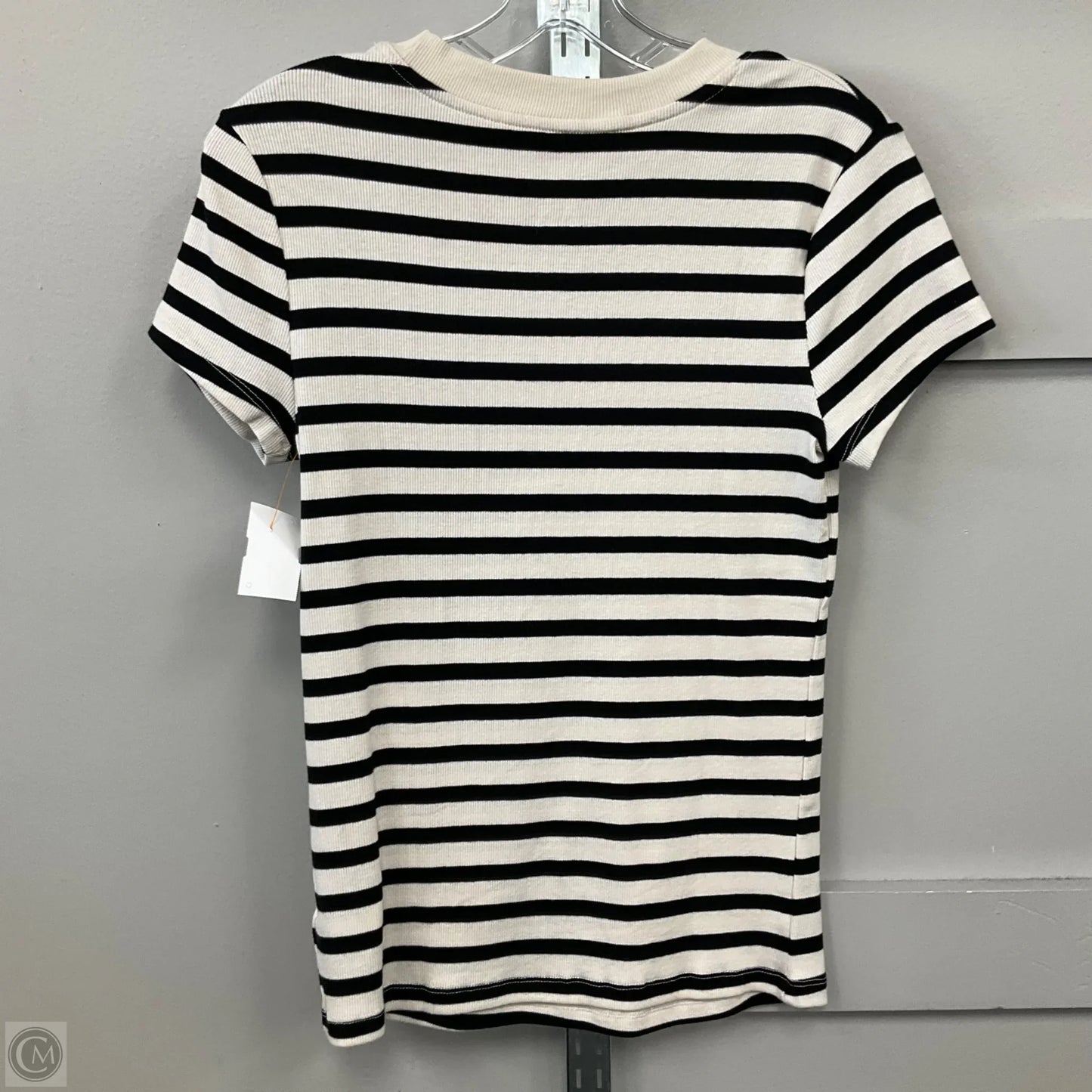 Top Short Sleeve Basic By A New Day In Blue & Cream, Size: S