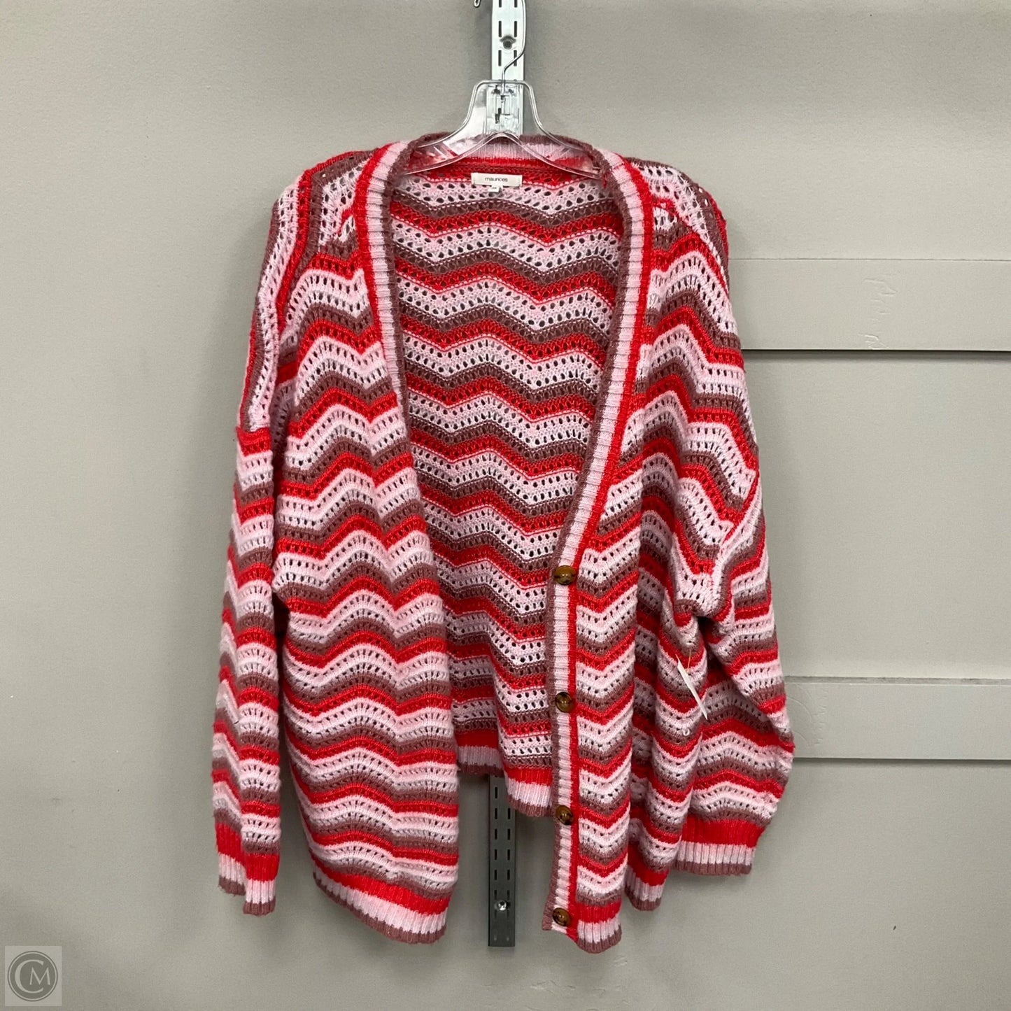 Cardigan By Maurices In Pink & Red, Size: 3x