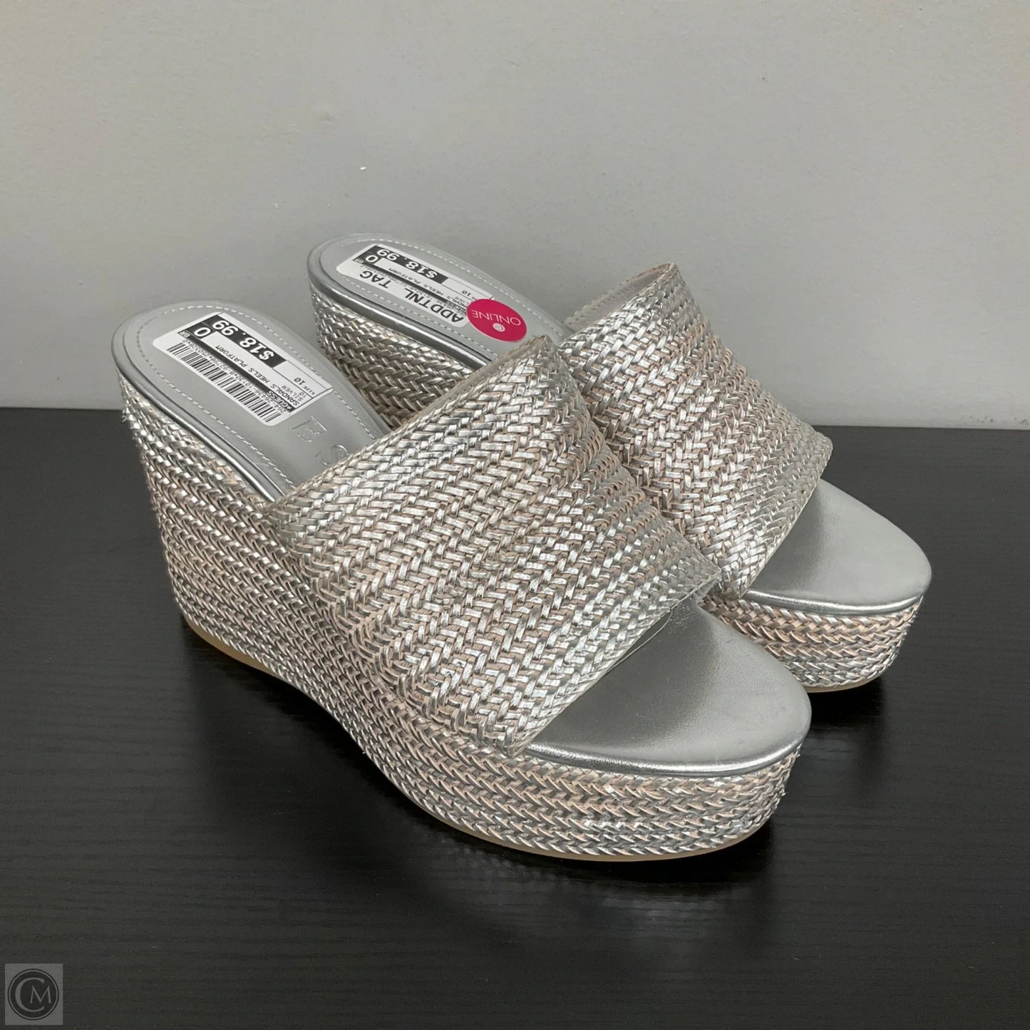 Sandals Heels Platform By Guess In Silver, Size: 10