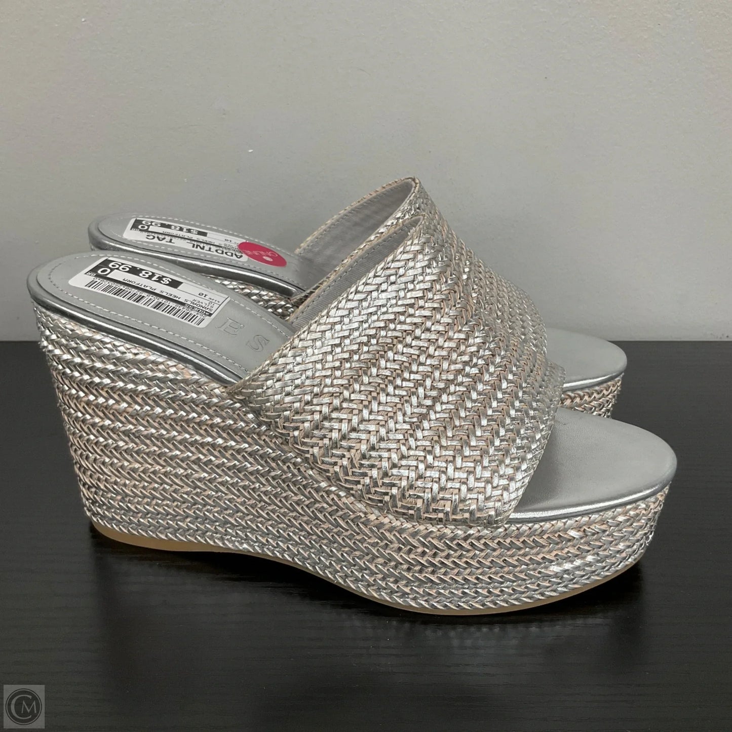 Sandals Heels Platform By Guess In Silver, Size: 10