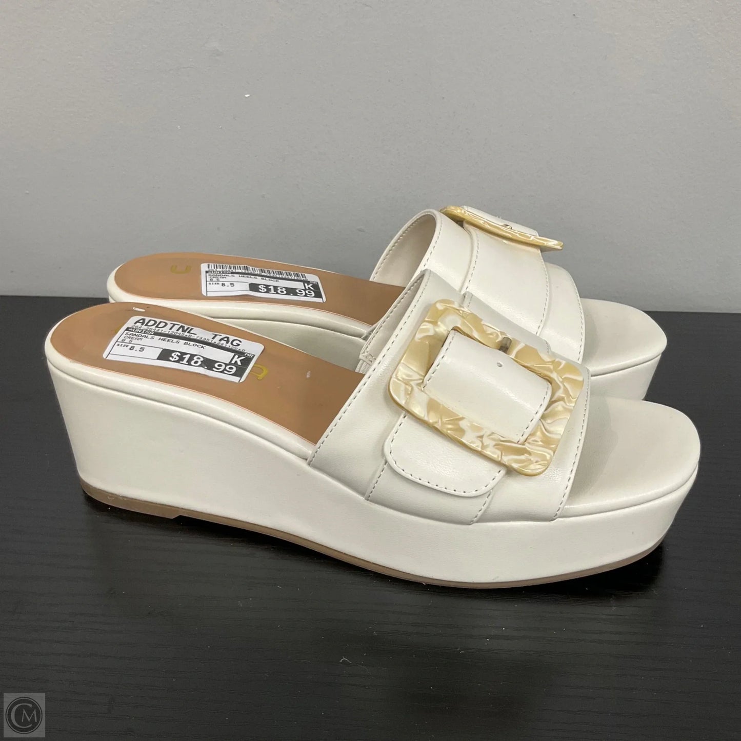 Sandals Heels Block By Unisa In Cream, Size: 8.5