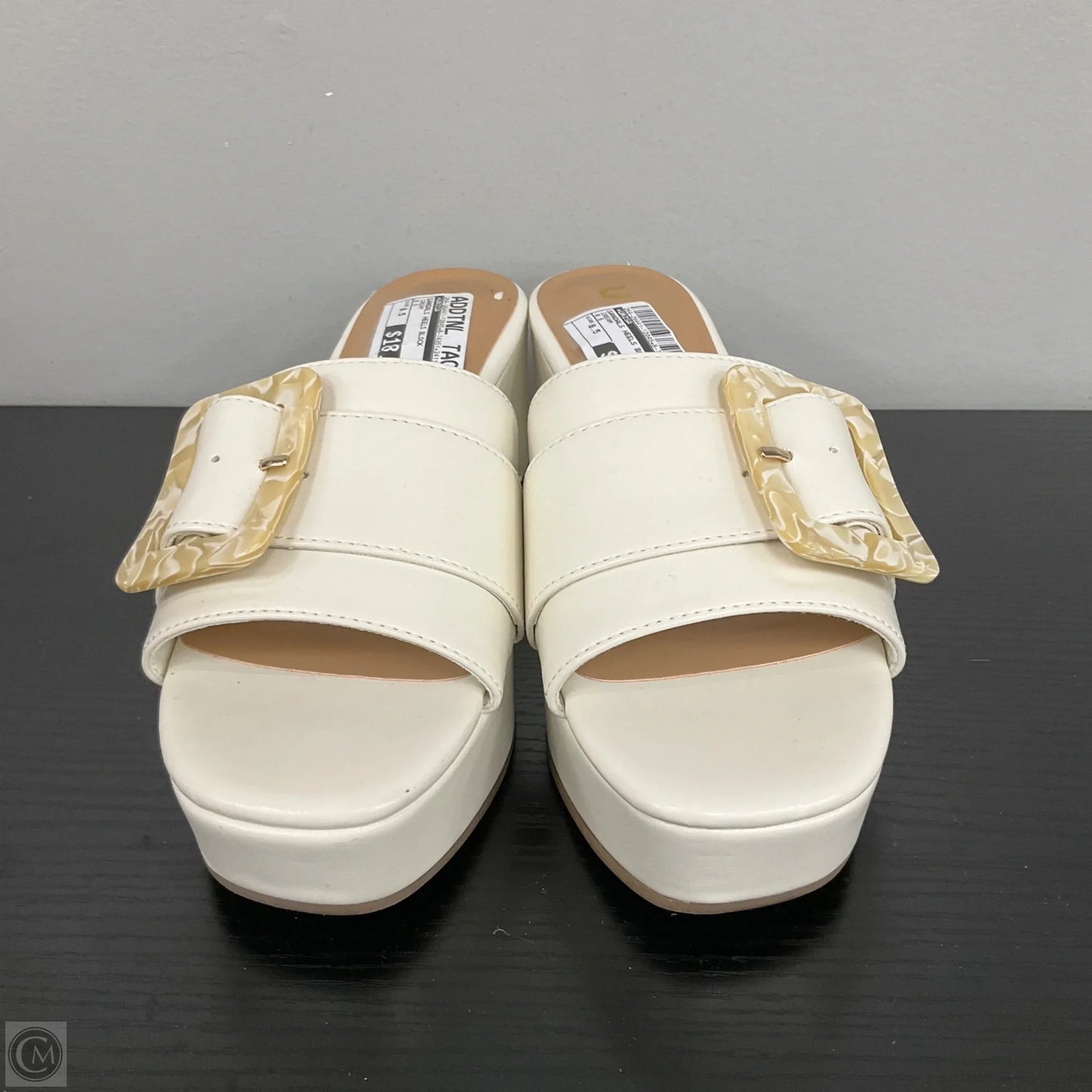 Sandals Heels Block By Unisa In Cream, Size: 8.5