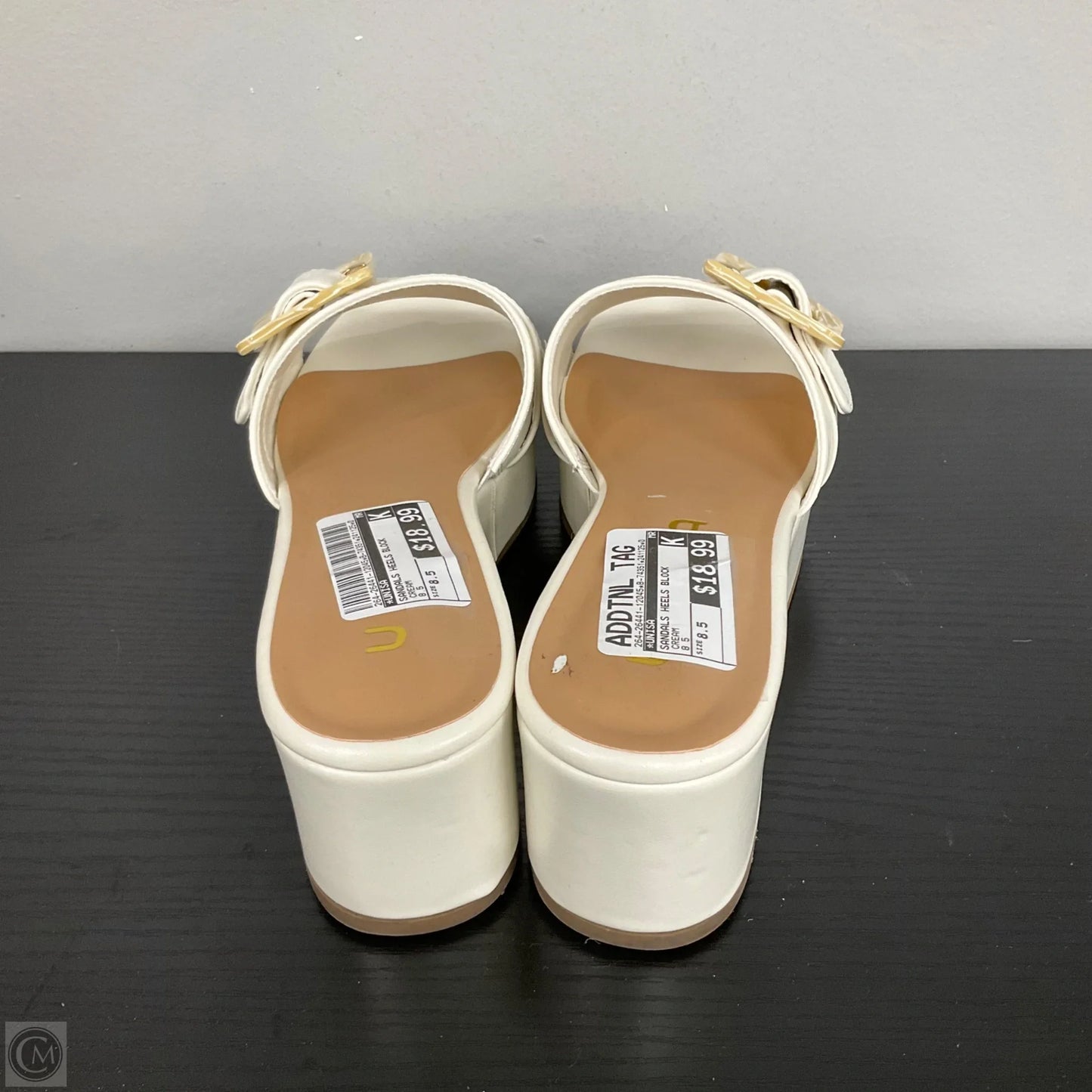 Sandals Heels Block By Unisa In Cream, Size: 8.5