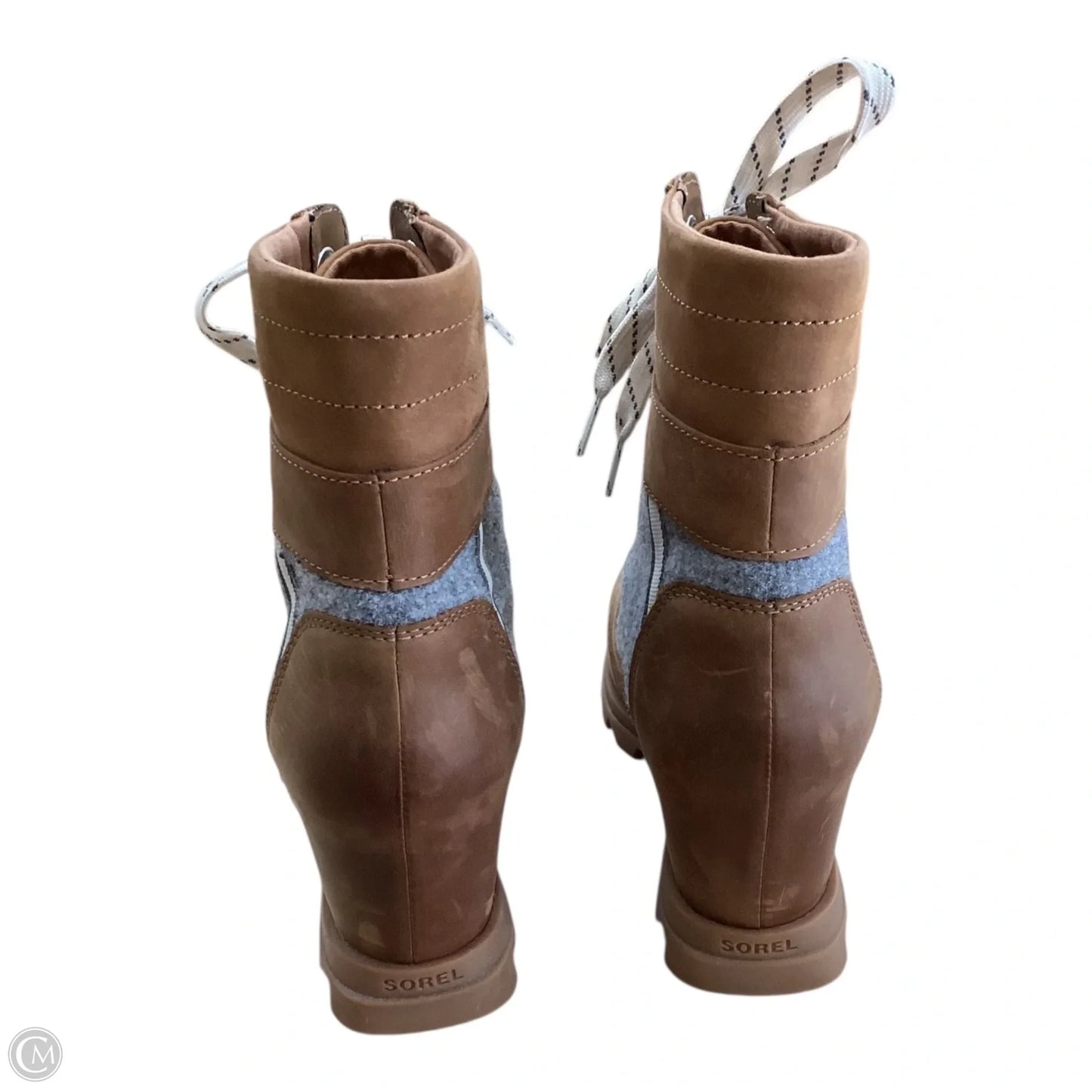 Boots Ankle Heels By Sorel In Brown & Grey, Size: 11