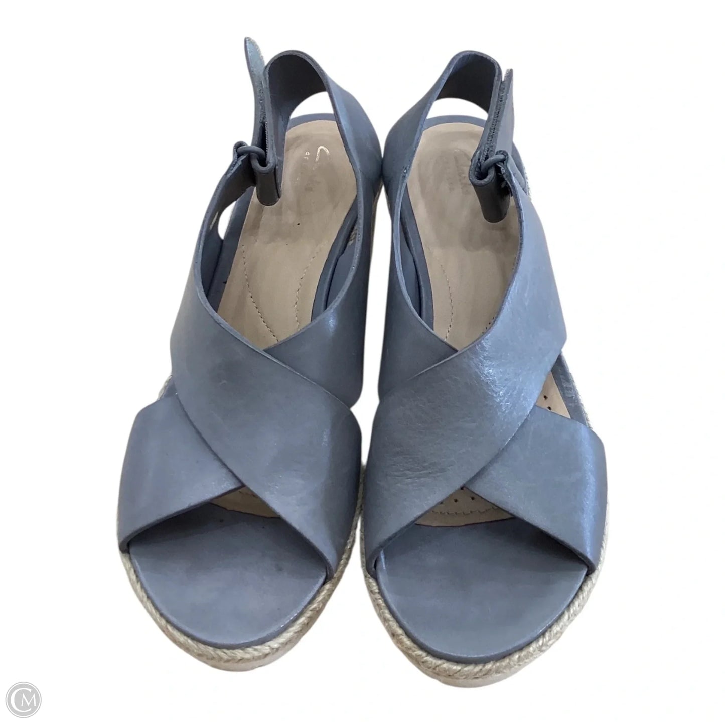 Shoes Heels Wedge By Clarks In Grey, Size: 7.5