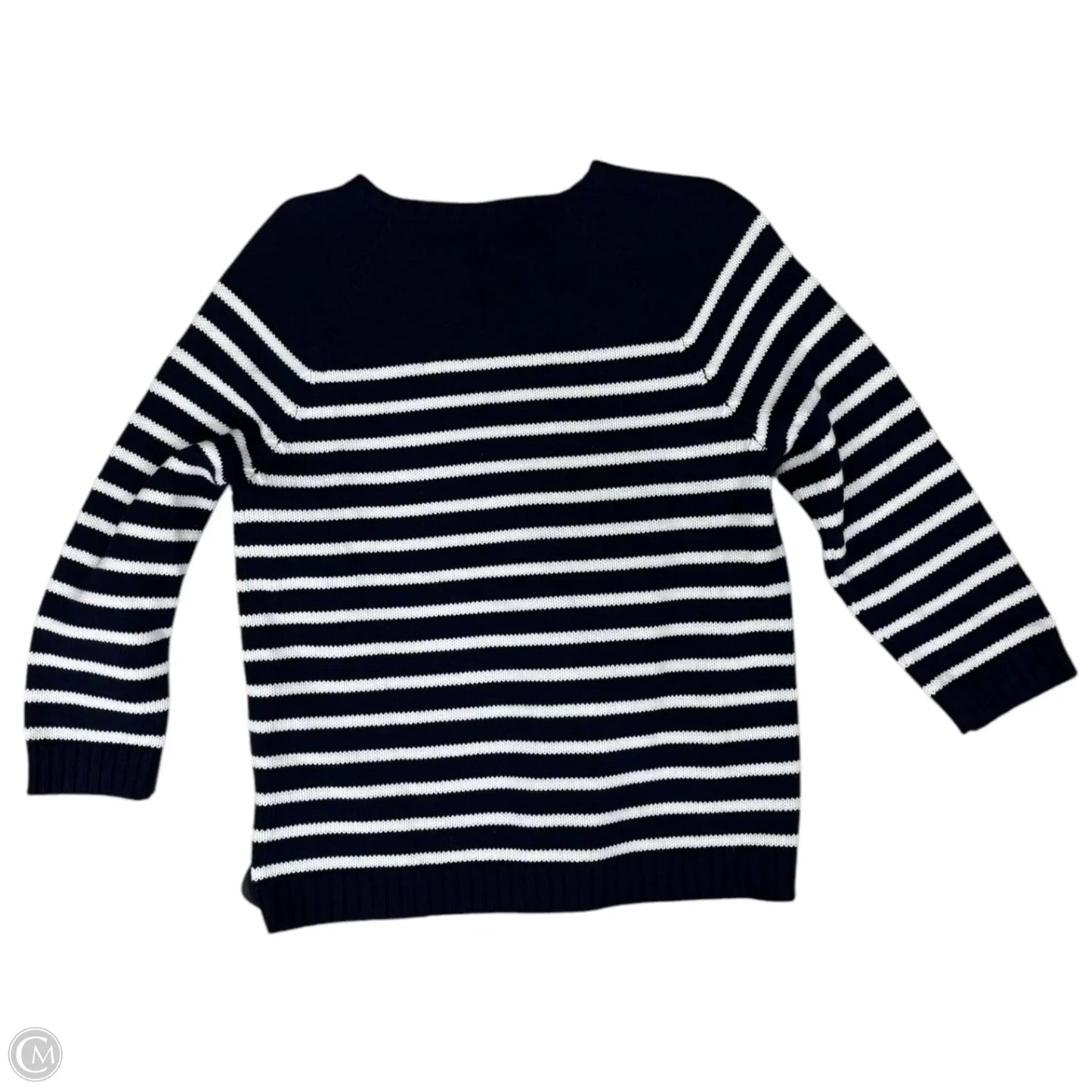 Sweater By Lauren By Ralph Lauren In Blue & White, Size: L
