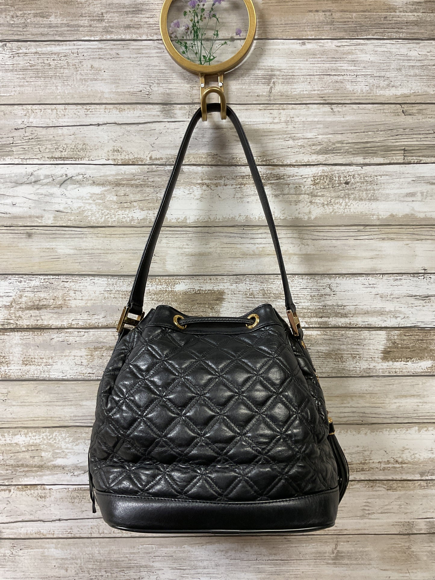Handbag Luxury Designer By Mcm In Black, Size:Small