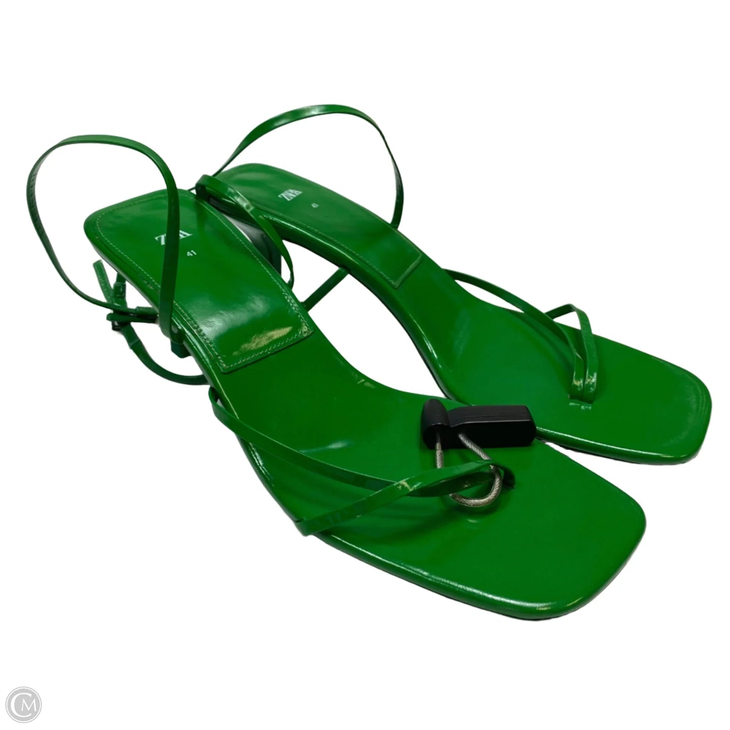 Sandals Heels Kitten By Zara In Green, Size: 10.5