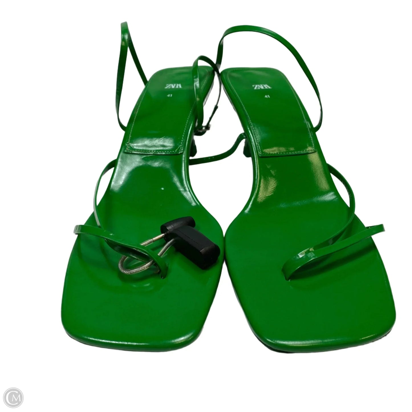 Sandals Heels Kitten By Zara In Green, Size: 10.5