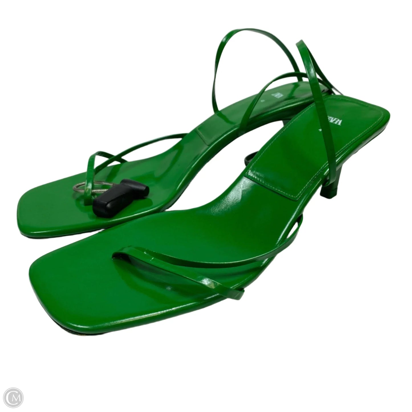 Sandals Heels Kitten By Zara In Green, Size: 10.5