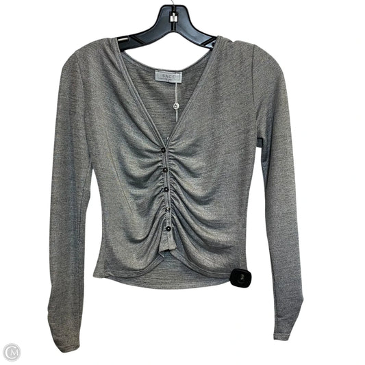Top Long Sleeve By Sage In Grey, Size: M
