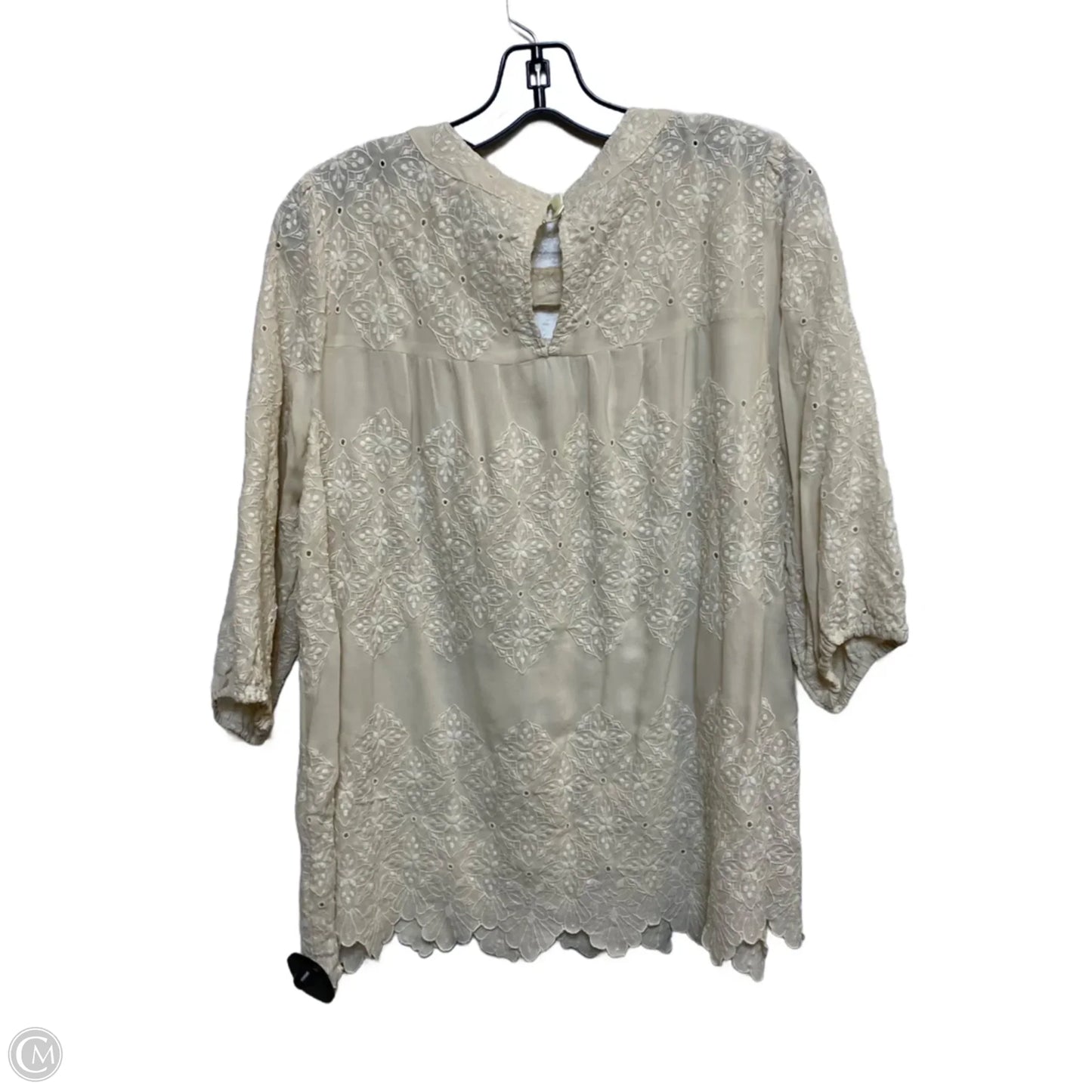 Top 3/4 Sleeve Designer By Johnny Was In Tan, Size: M