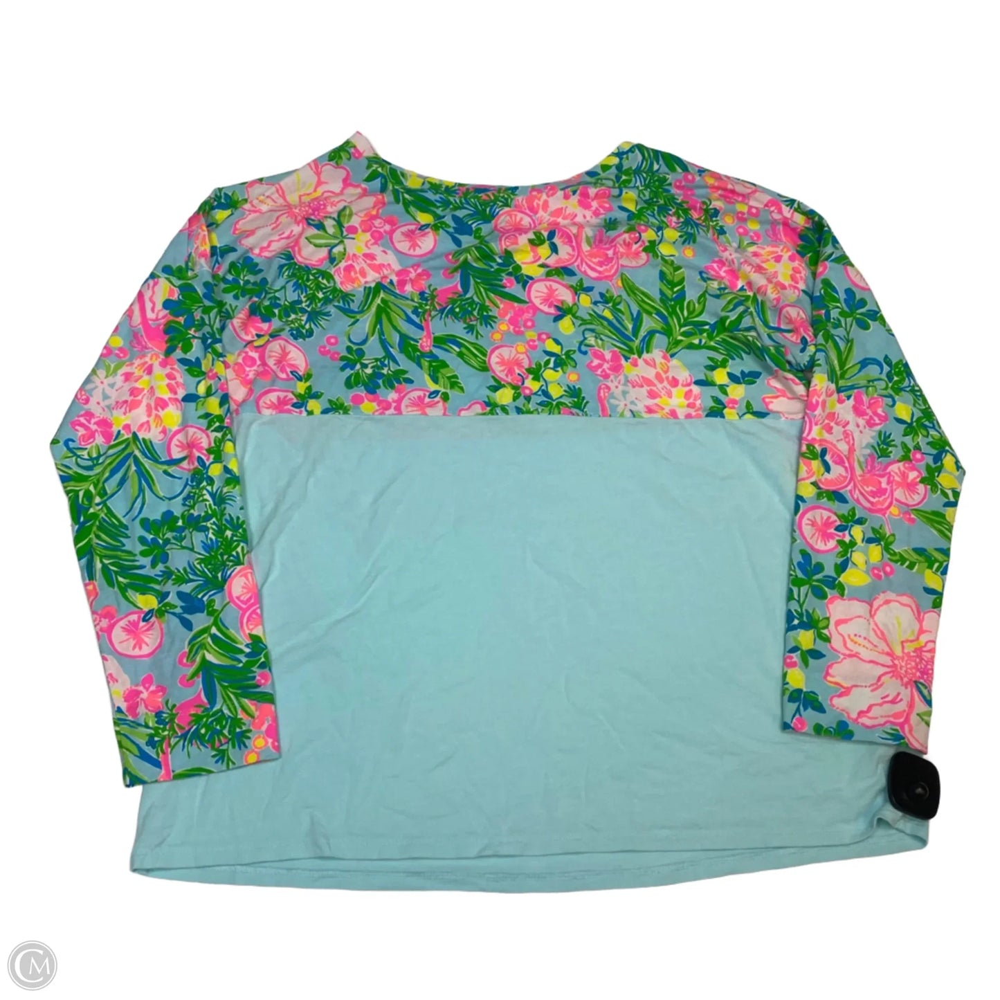Top Long Sleeve Designer By Lilly Pulitzer In Green & Pink, Size: Xl