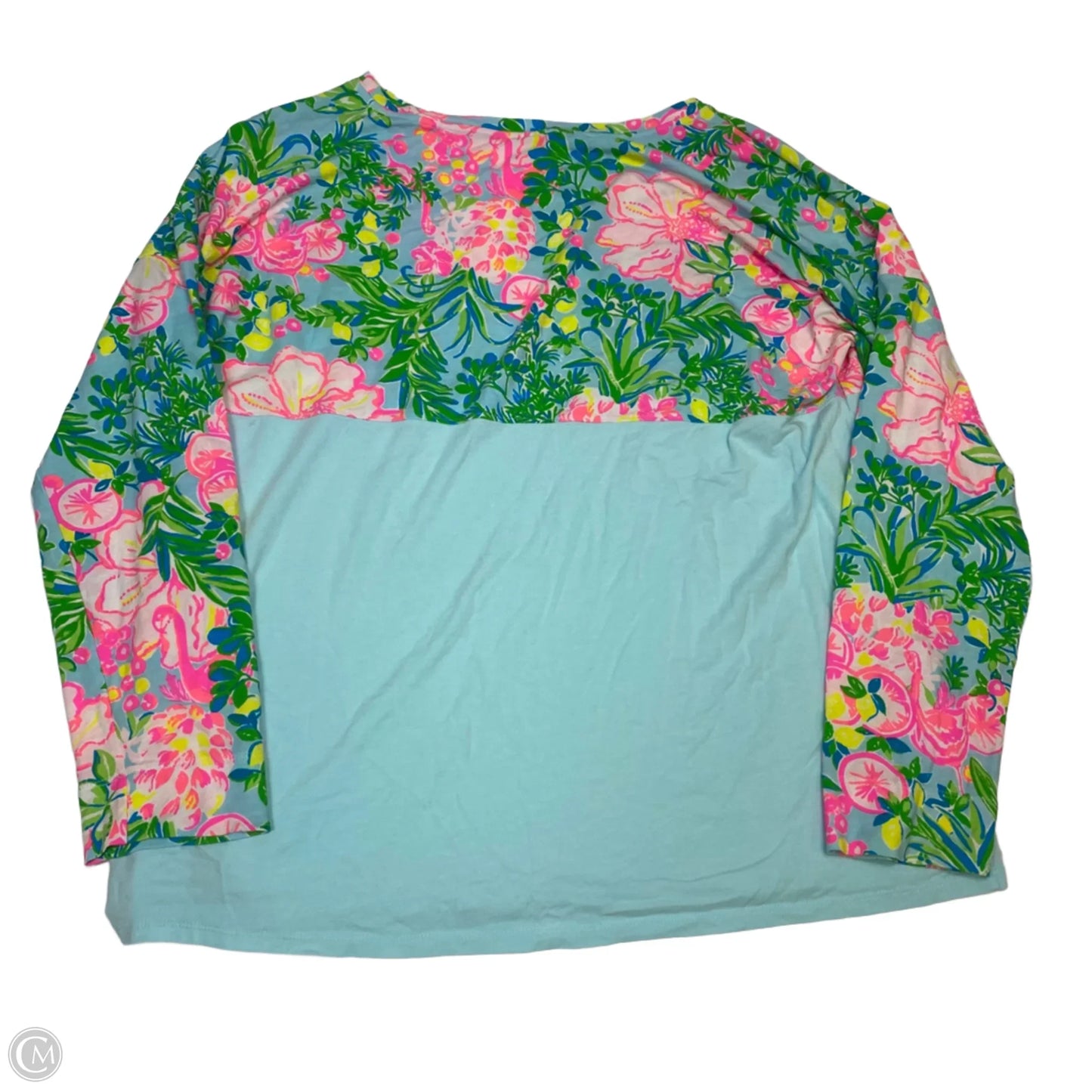 Top Long Sleeve Designer By Lilly Pulitzer In Green & Pink, Size: Xl