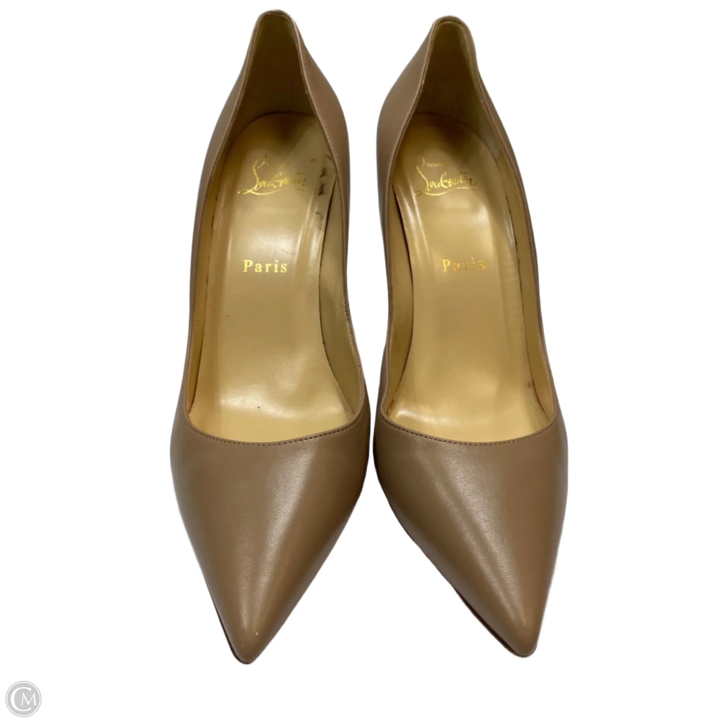 Shoes Luxury Designer By Christian Louboutin In Tan, Size: 9.5