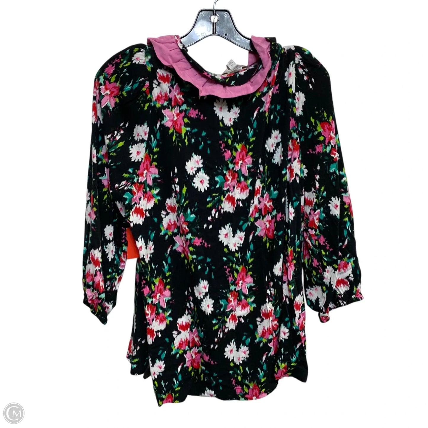 Top 3/4 Sleeve By Crown And Ivy In Black & Pink, Size: Xl