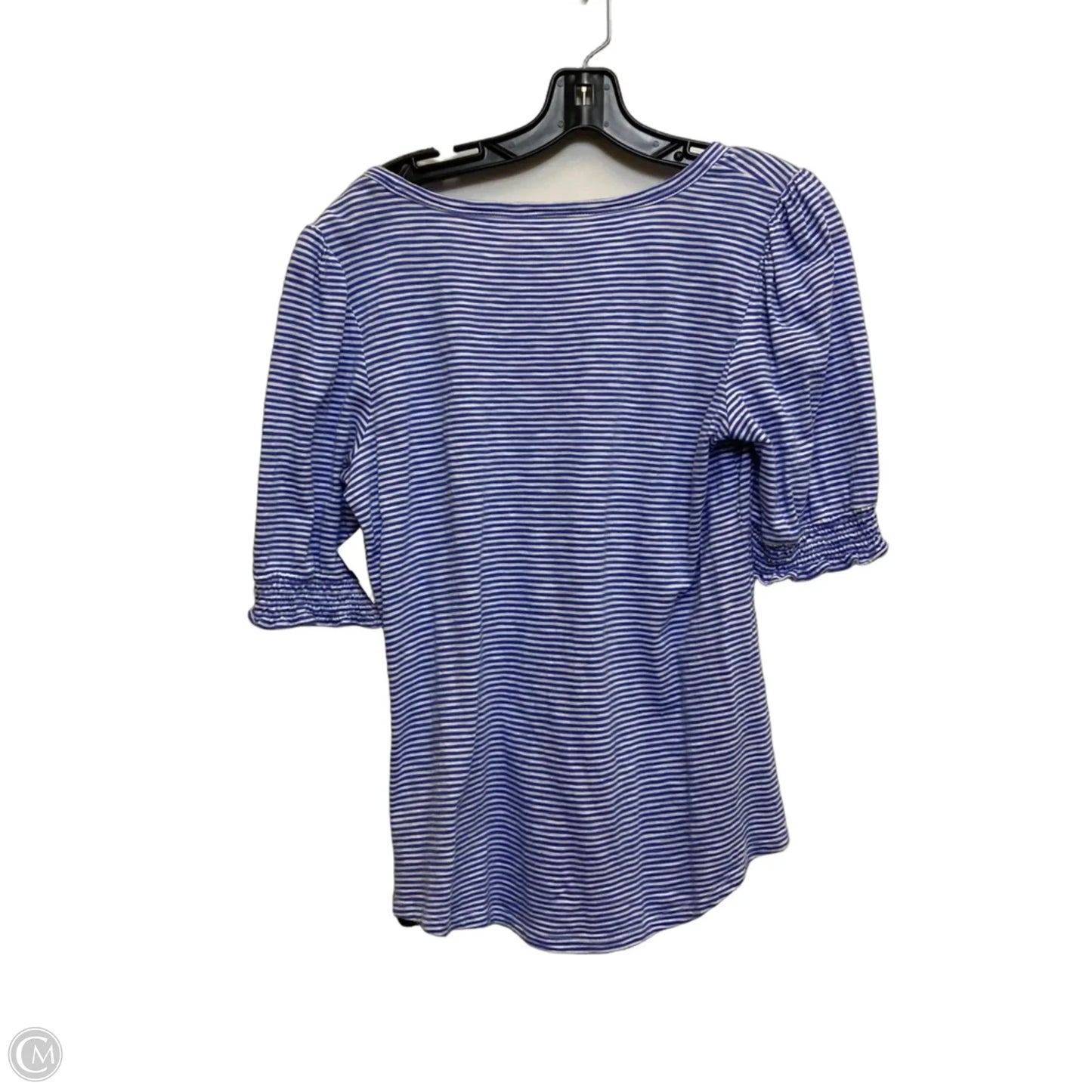 Top Short Sleeve By Talbots In Blue & White, Size: M