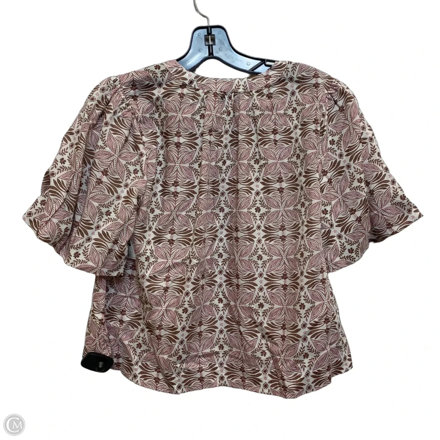 Top Short Sleeve By Evereve In Cream & Pink, Size: Xs