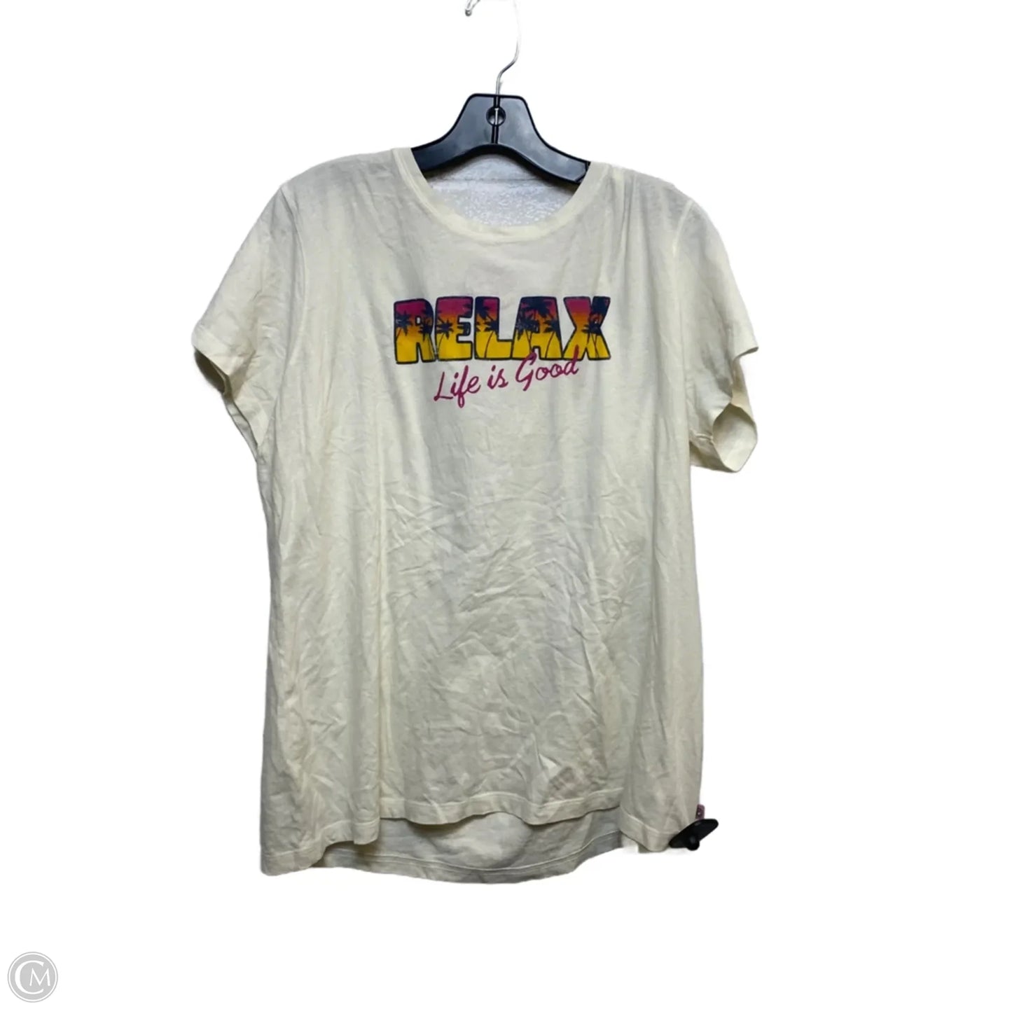 Top Short Sleeve Basic By Life Is Good In Cream, Size: Xl