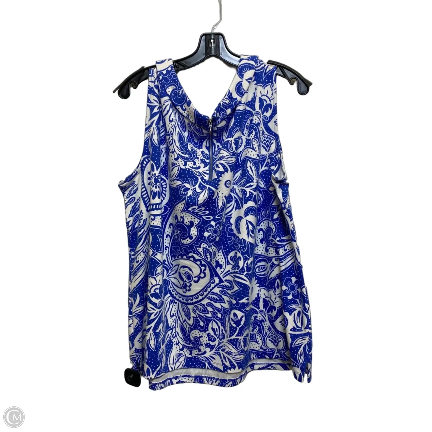 Top Sleeveless By Talbots In Blue & White, Size: 2x