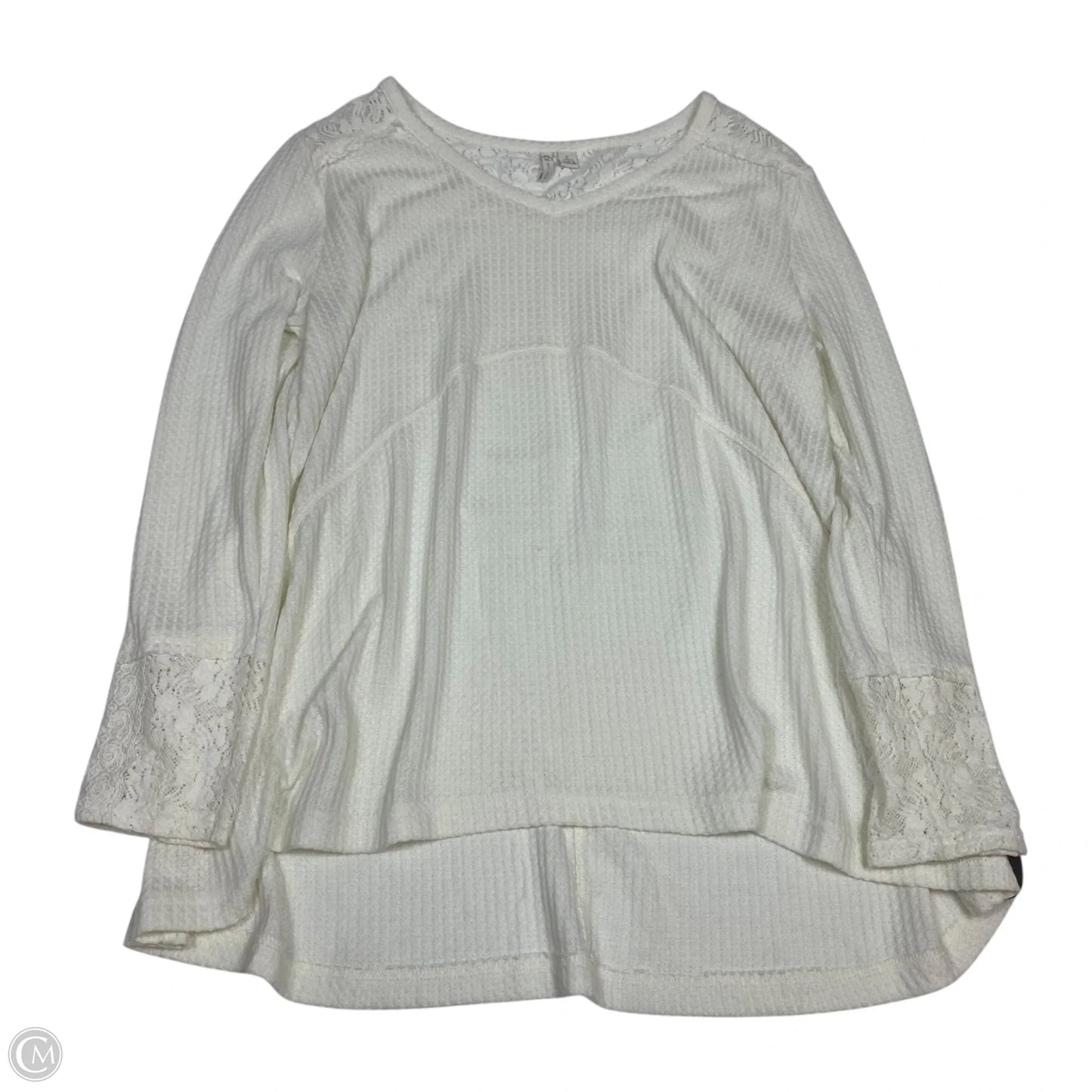 Top Long Sleeve By Cato In Cream, Size: L