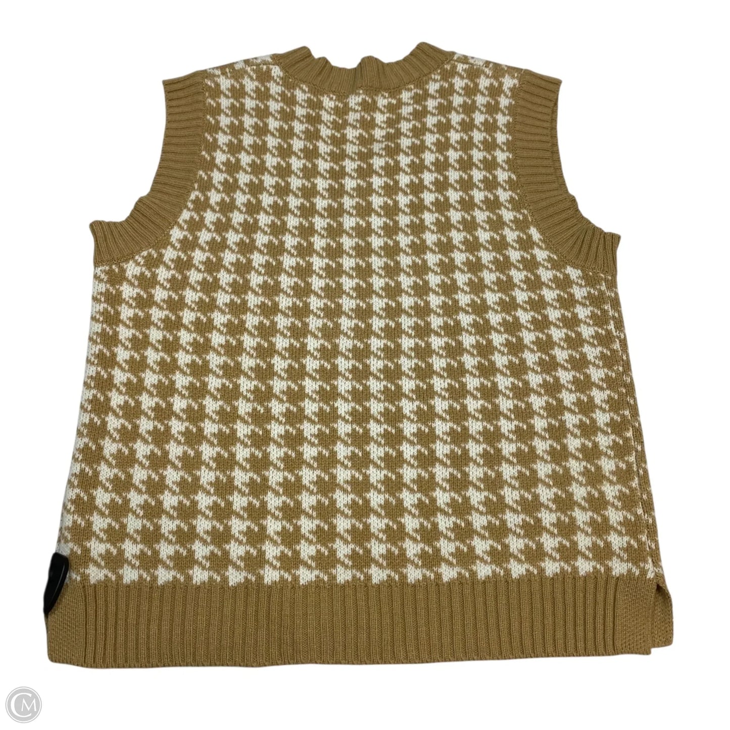 Vest Sweater By Clothes Mentor In Brown & White, Size: M