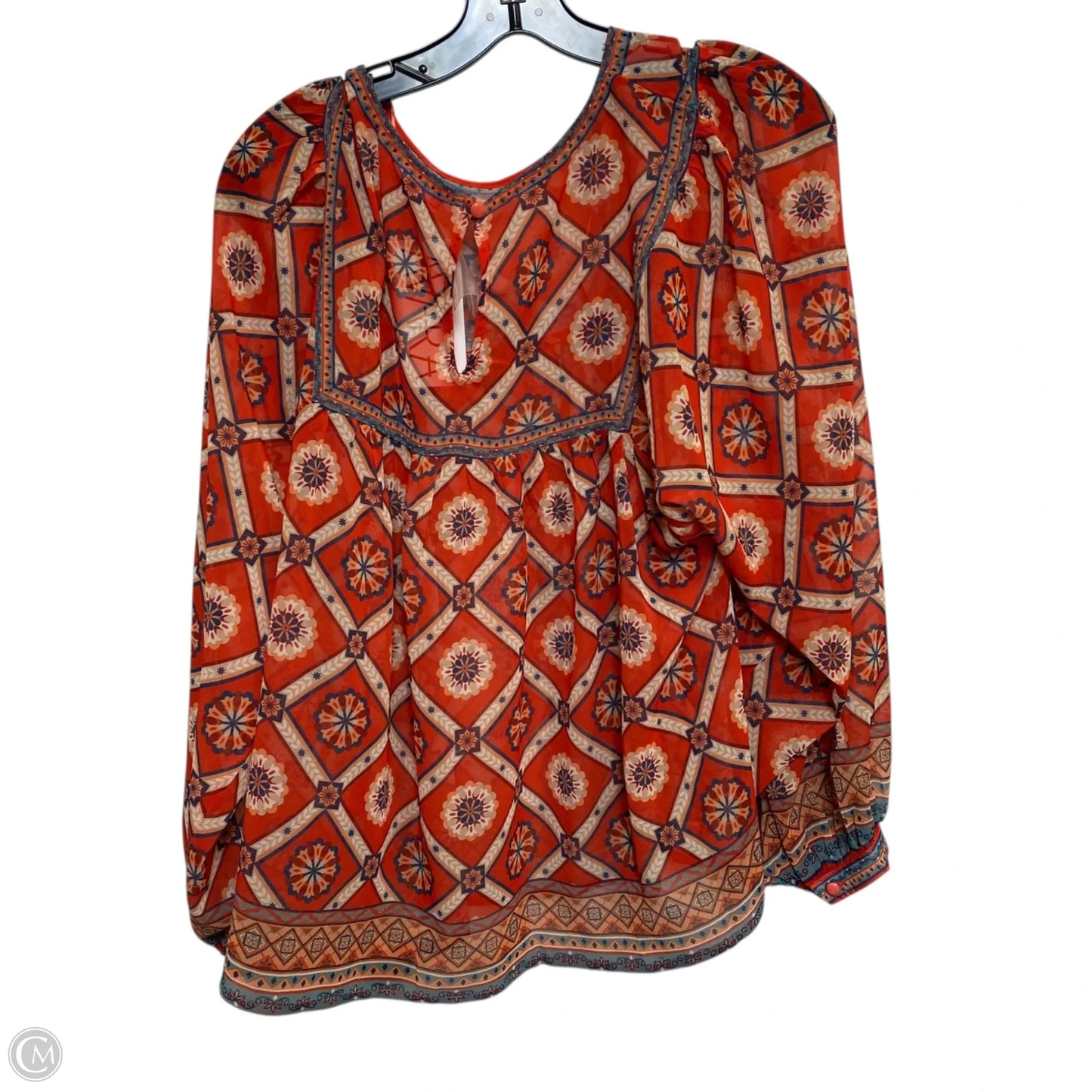 Blouse Long Sleeve By Flying Tomato In Blue & Red, Size: L