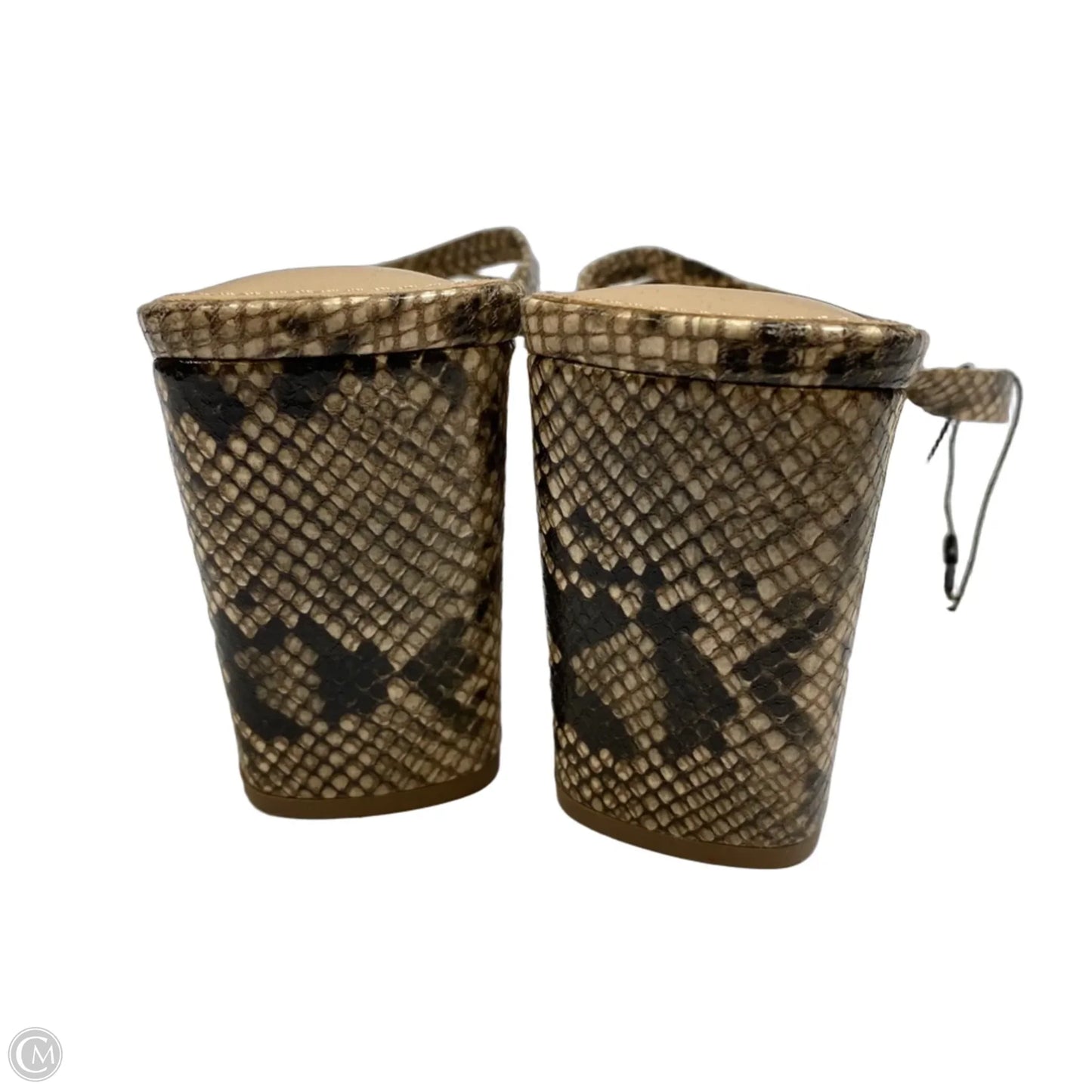 Sandals Heels Block By The Drop In Snakeskin Print, Size: 13