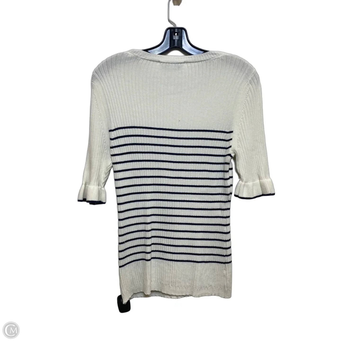 Top Short Sleeve By Free Assembly In Blue & White, Size: M
