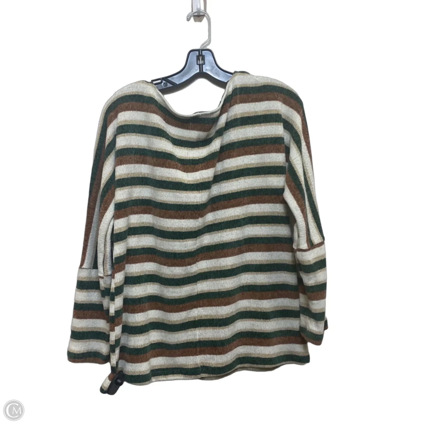 Sweater By Chenault In Cream & Green, Size: L