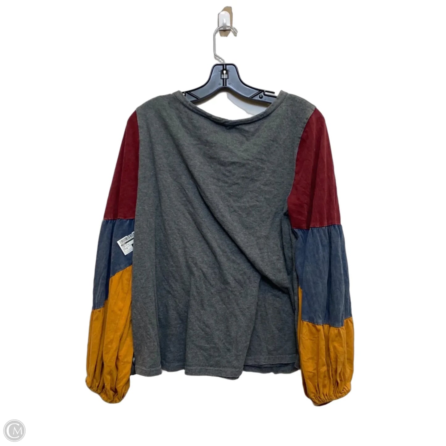 Top Long Sleeve By Oddi In Grey & Red, Size: M