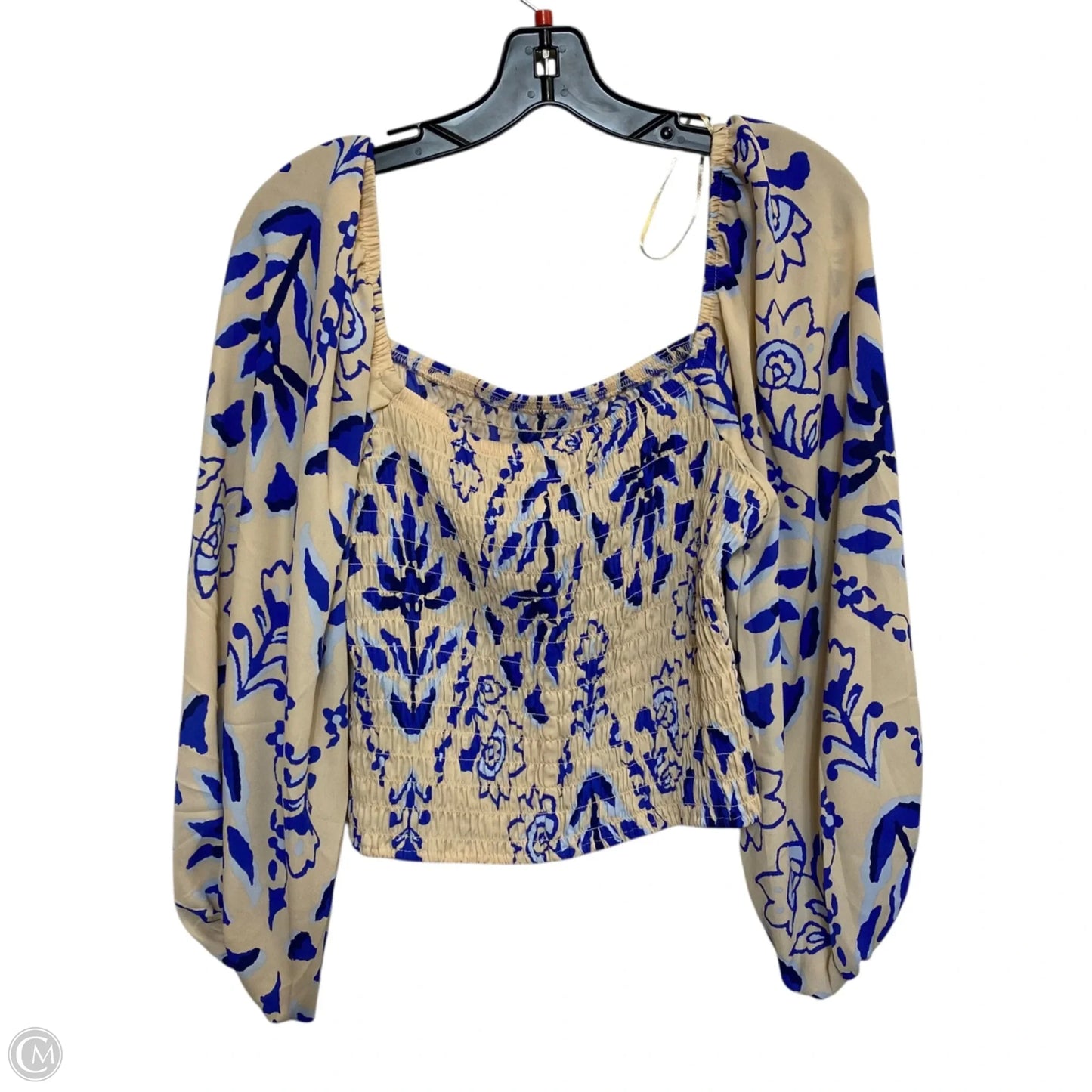 Top 3/4 Sleeve By Sienna Sky In Blue & Cream, Size: L